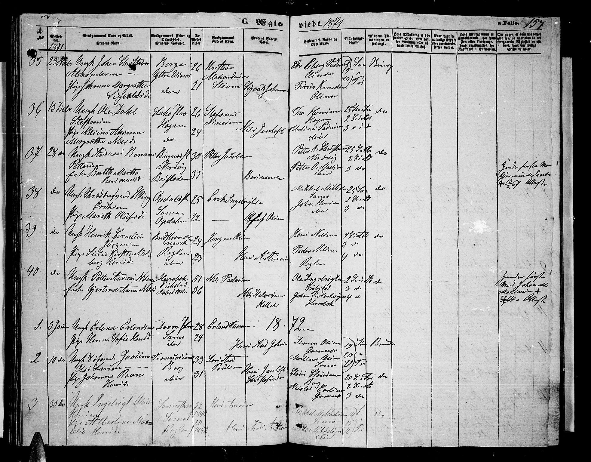 Trondenes sokneprestkontor, SATØ/S-1319/H/Hb/L0009klokker: Parish register (copy) no. 9, 1870-1876, p. 157