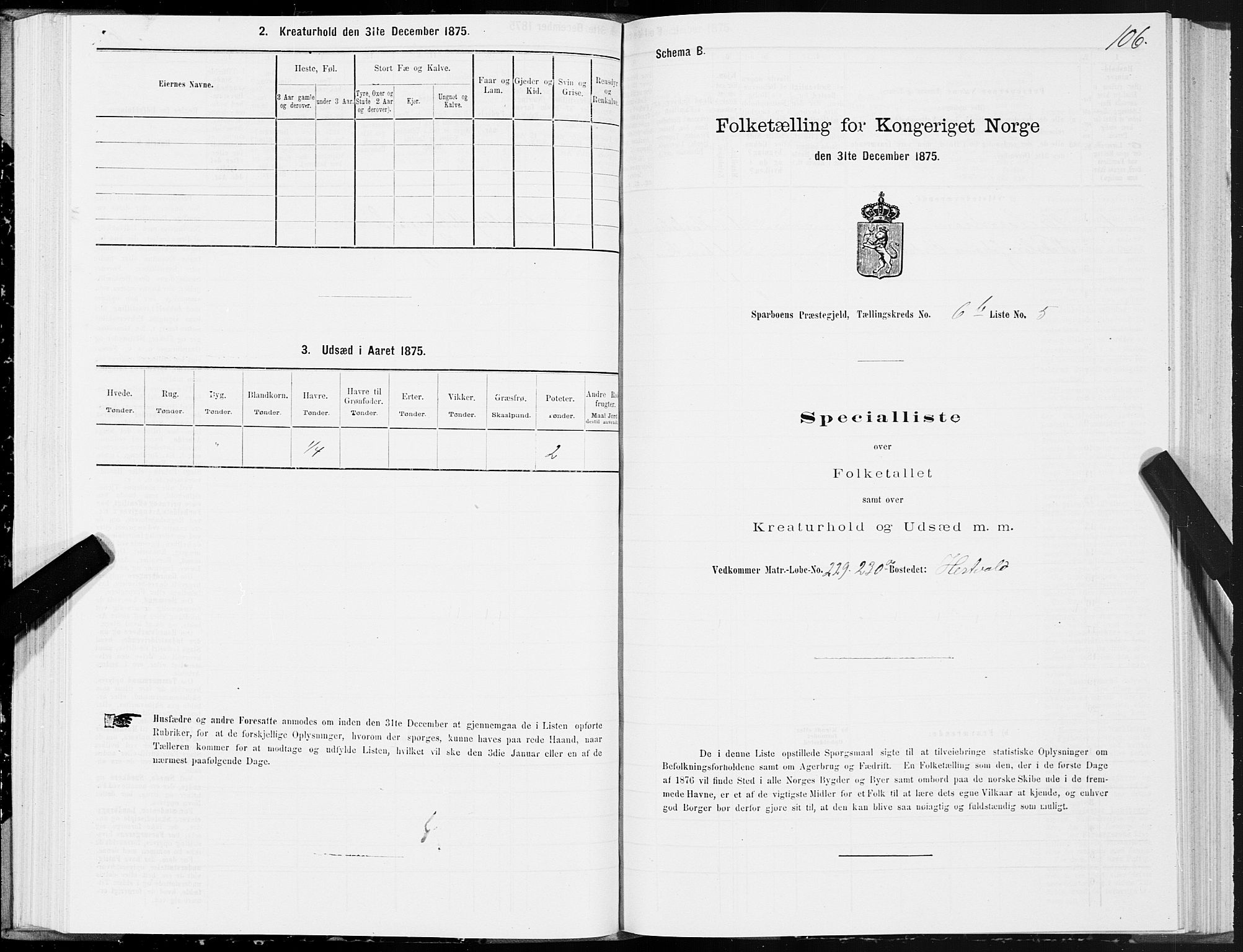 SAT, 1875 census for 1731P Sparbu, 1875, p. 3106