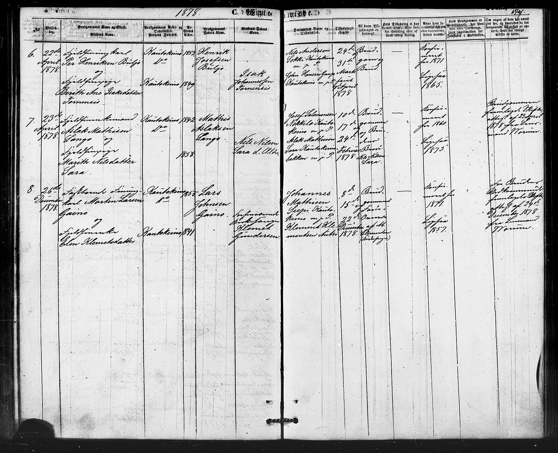 Kautokeino sokneprestembete, AV/SATØ-S-1340/H/Ha/L0003.kirke: Parish register (official) no. 3, 1862-1879, p. 147