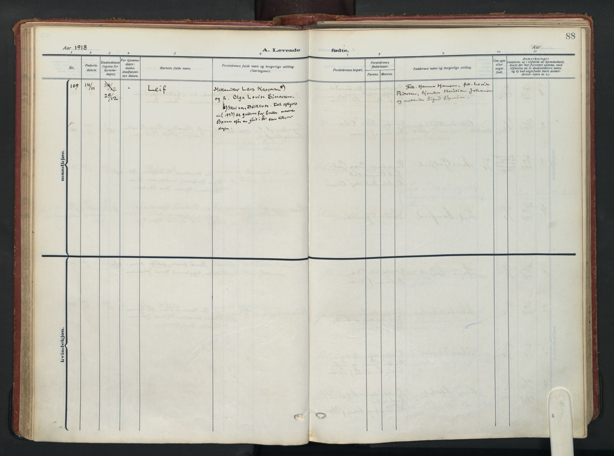 Vålerengen prestekontor Kirkebøker, AV/SAO-A-10878/F/Fa/L0004: Parish register (official) no. 4, 1915-1929, p. 88