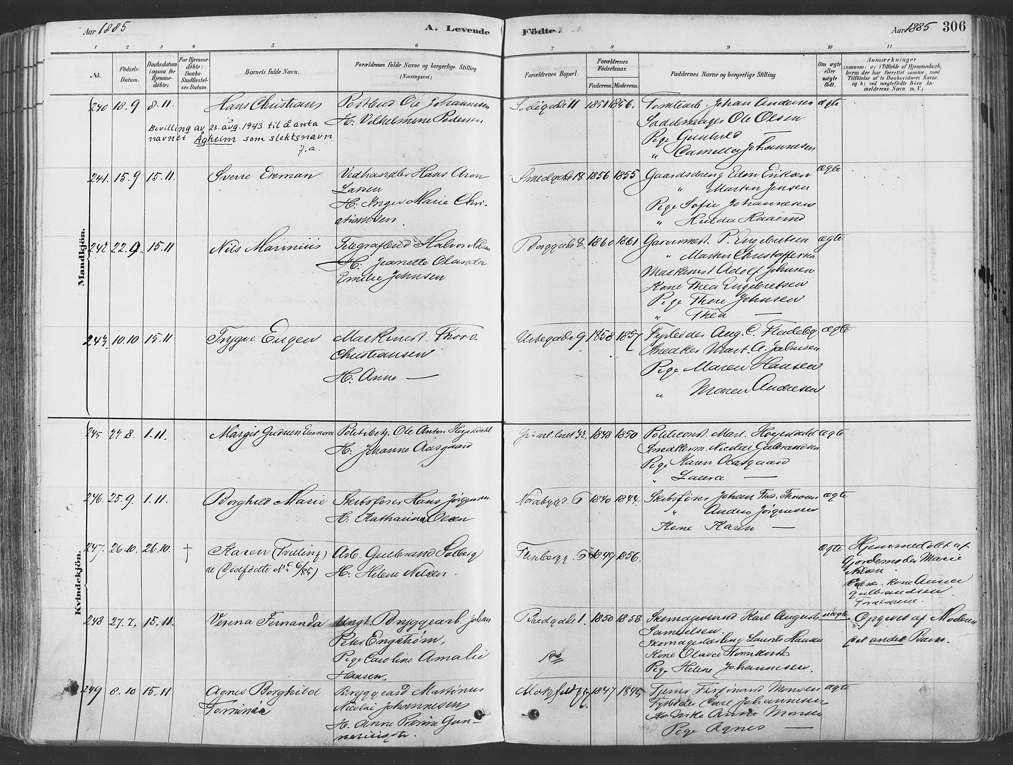 Grønland prestekontor Kirkebøker, AV/SAO-A-10848/F/Fa/L0007: Parish register (official) no. 7, 1878-1888, p. 306