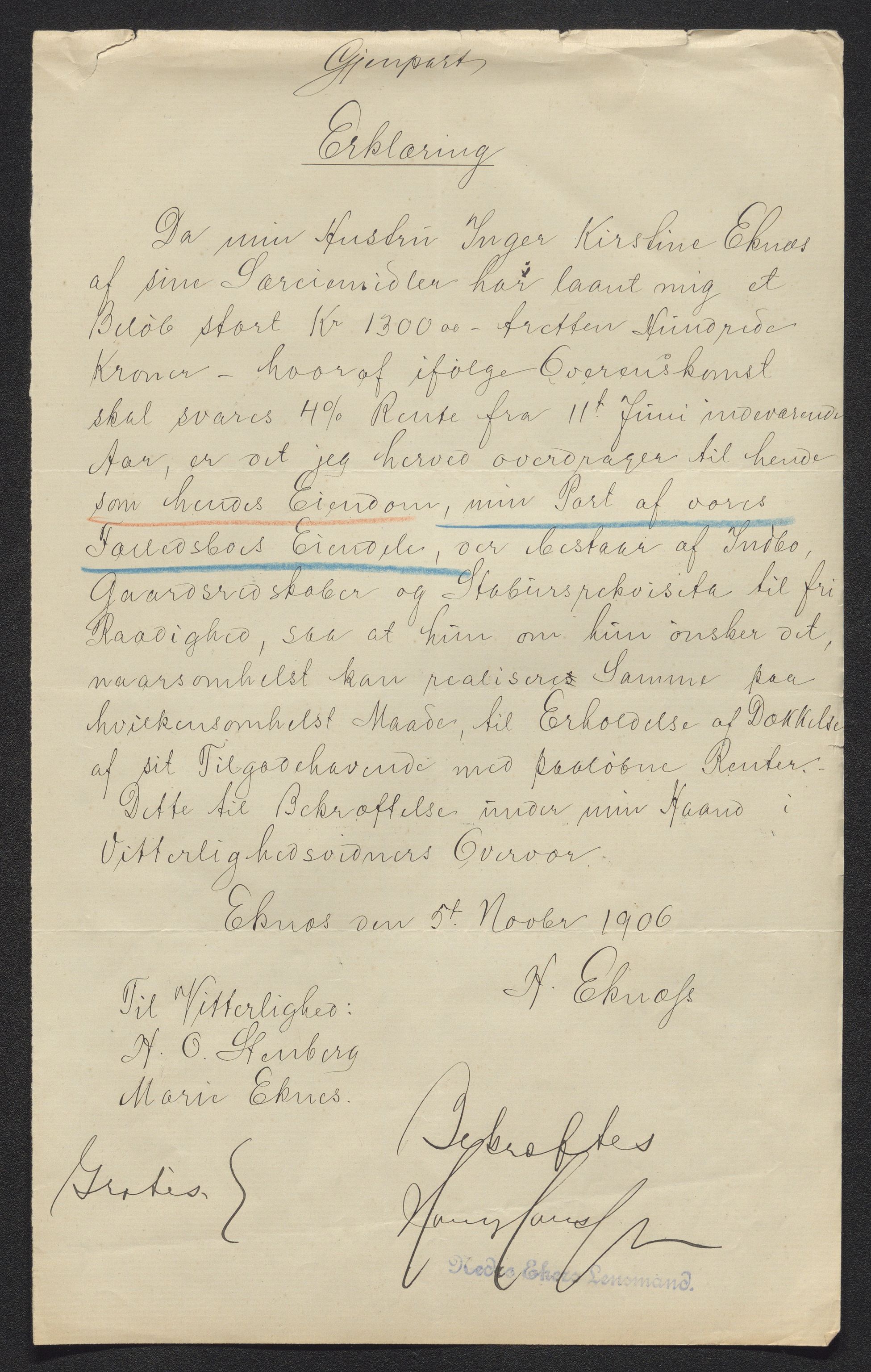 Eiker, Modum og Sigdal sorenskriveri, AV/SAKO-A-123/H/Ha/Hab/L0031: Dødsfallsmeldinger, 1906, p. 380