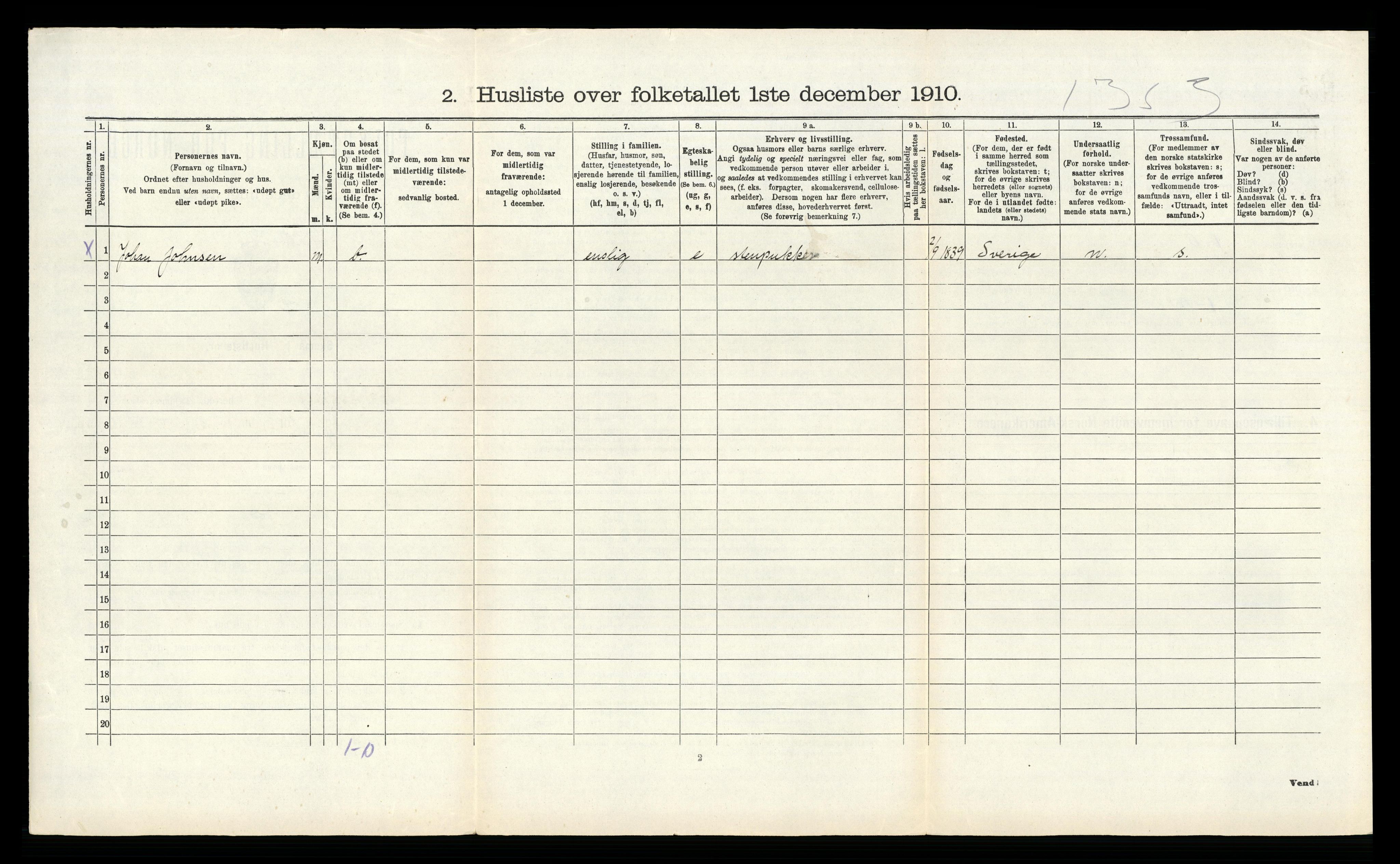 RA, 1910 census for Hof, 1910, p. 483