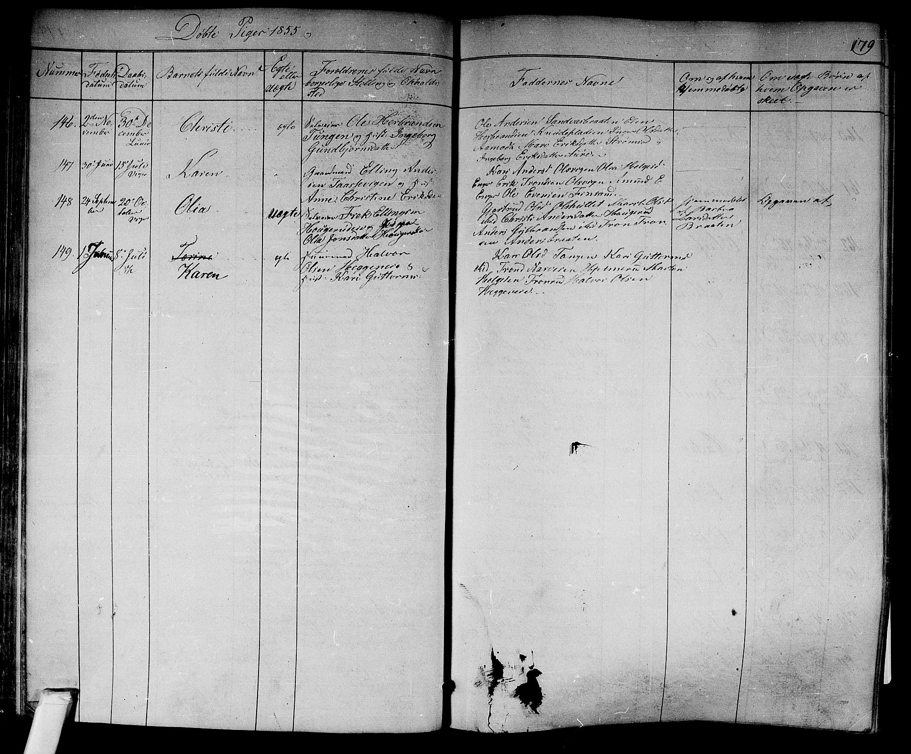 Norderhov kirkebøker, AV/SAKO-A-237/F/Fa/L0011: Parish register (official) no. 11, 1847-1856, p. 179