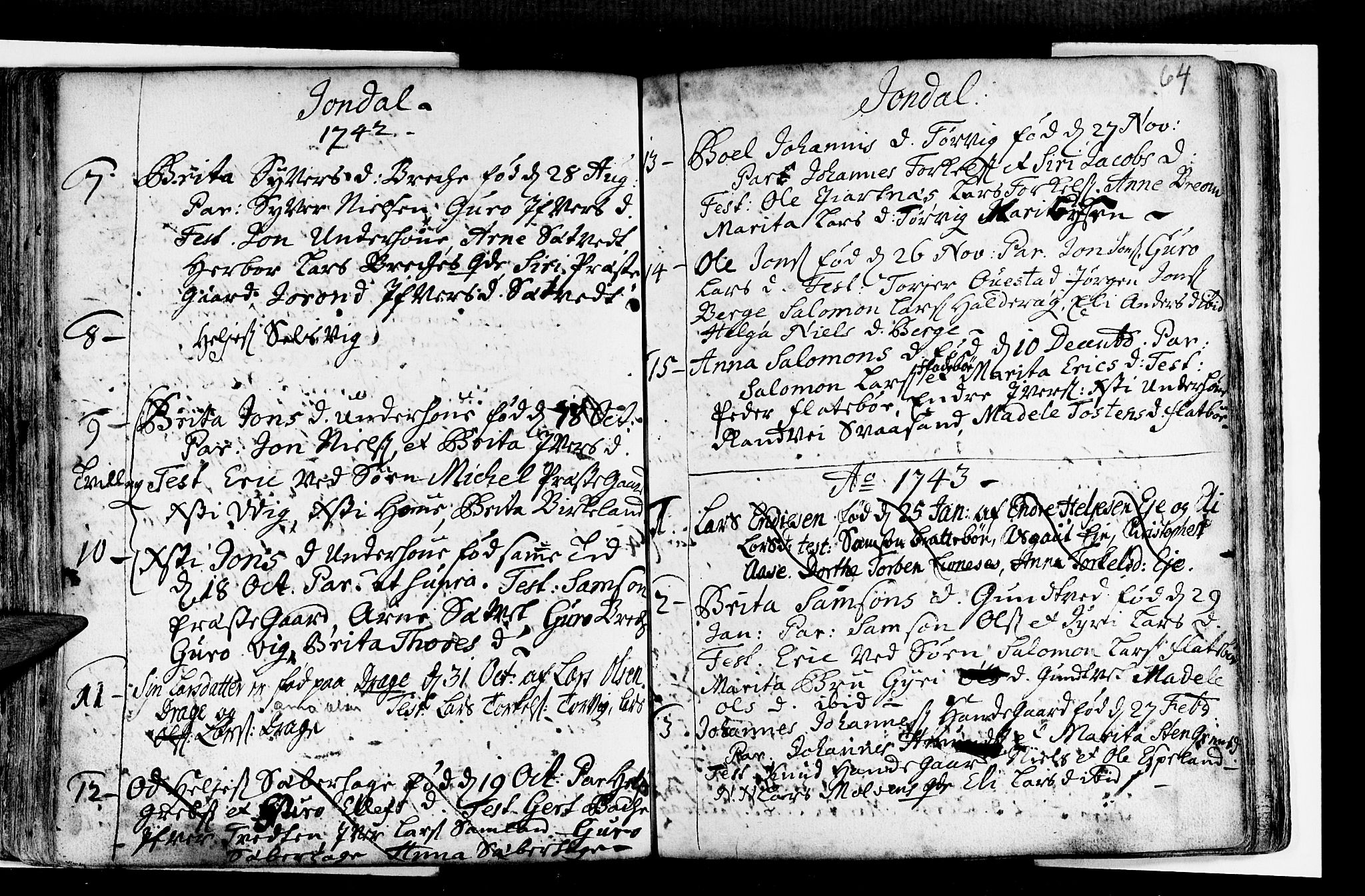Strandebarm sokneprestembete, SAB/A-78401/H/Haa: Parish register (official) no. A 2 /2, 1727-1750, p. 64
