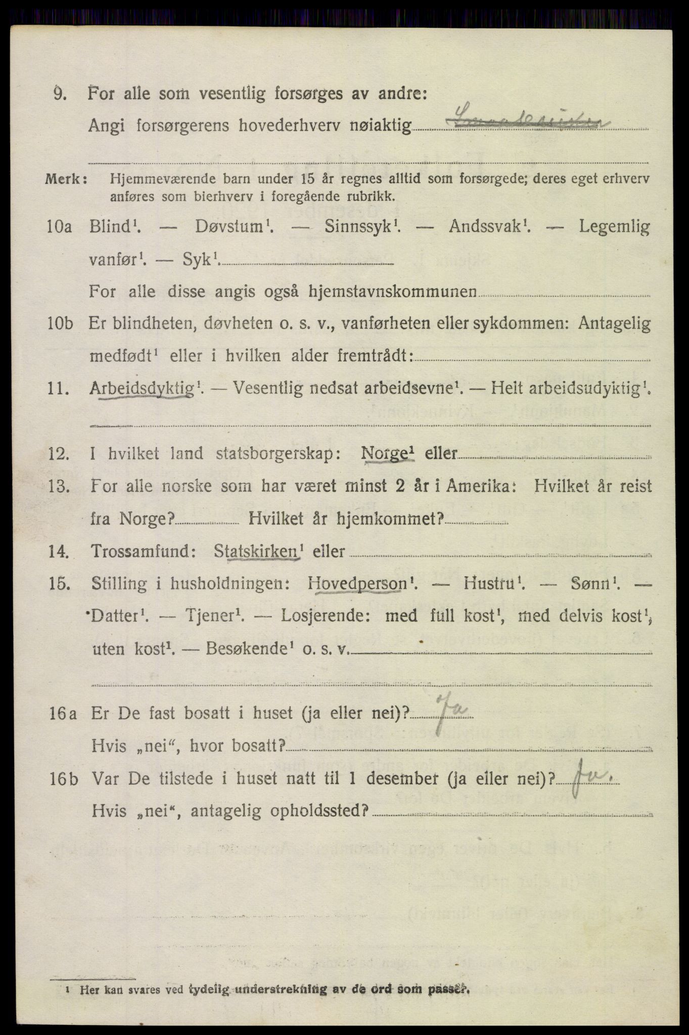 SAH, 1920 census for Torpa, 1920, p. 2964