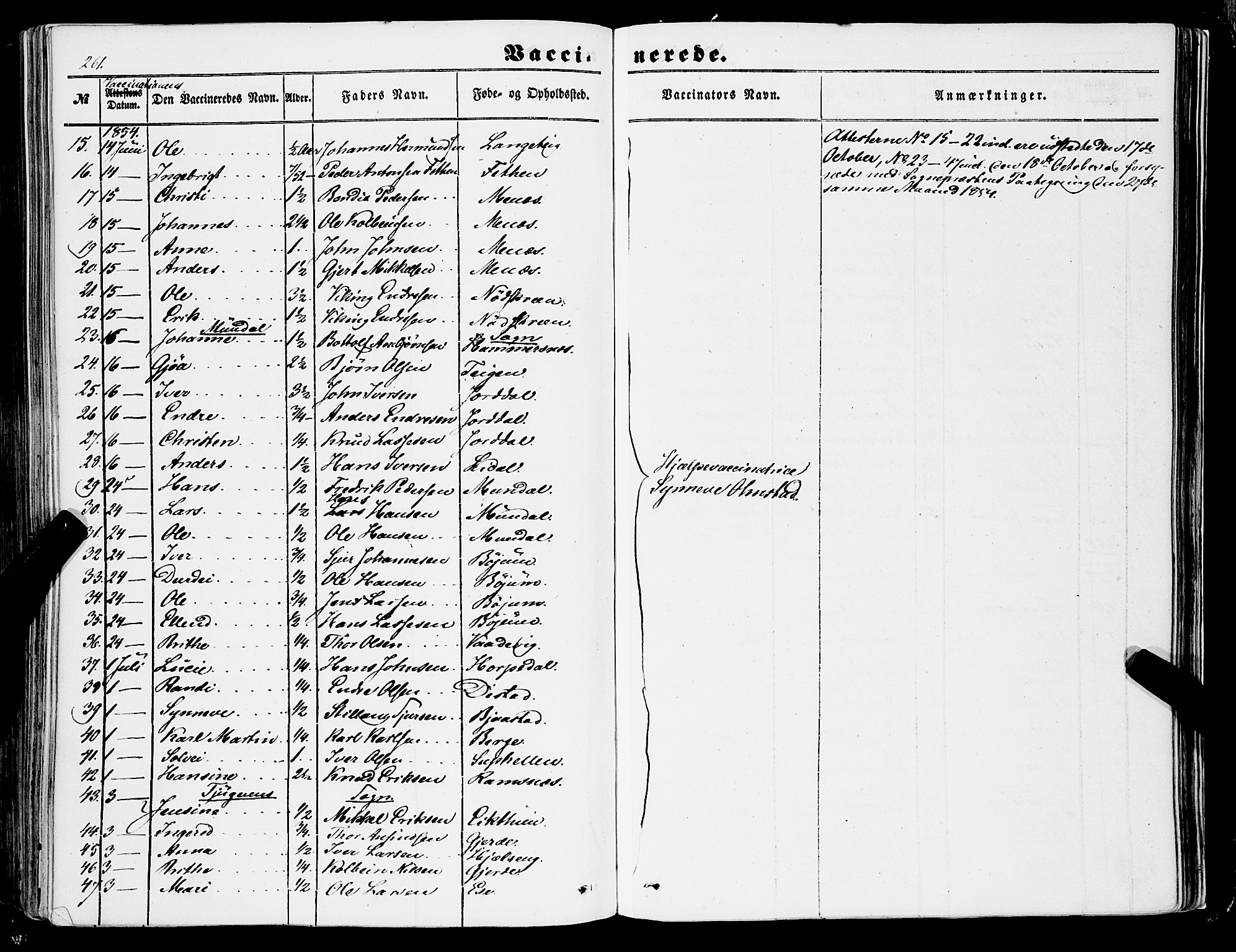 Balestrand sokneprestembete, AV/SAB-A-79601/H/Haa/Haaa/L0002: Parish register (official) no. A 2, 1847-1866, p. 261