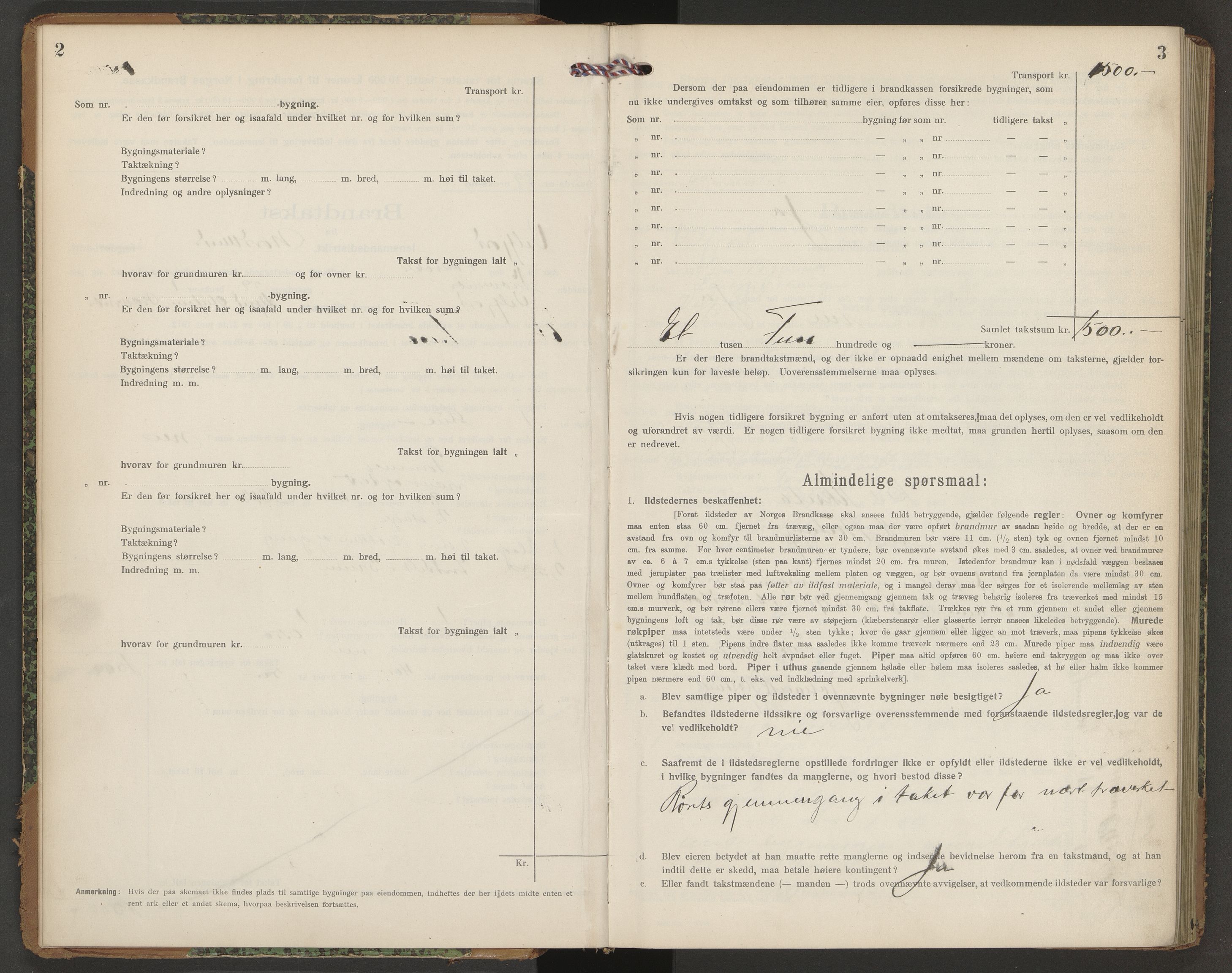 Norges Brannkasse Velfjord, AV/SAT-A-5561/Fb/L0004: Branntakstprotokoll - skjema, 1916-1927