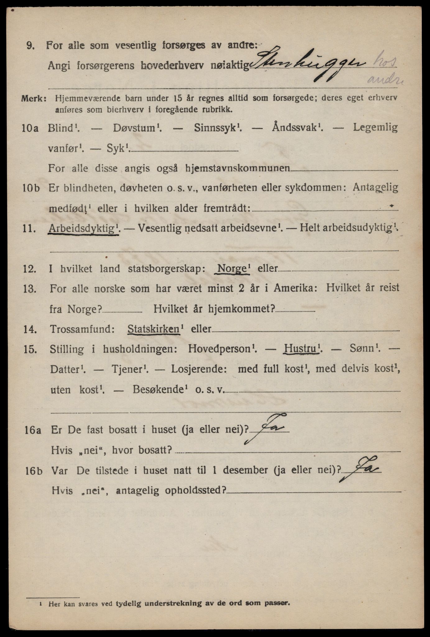 SAST, 1920 census for Forsand, 1920, p. 1210