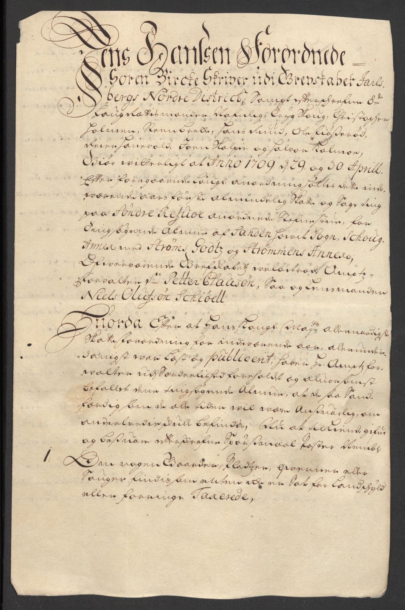 Rentekammeret inntil 1814, Reviderte regnskaper, Fogderegnskap, RA/EA-4092/R32/L1874: Fogderegnskap Jarlsberg grevskap, 1709, p. 140