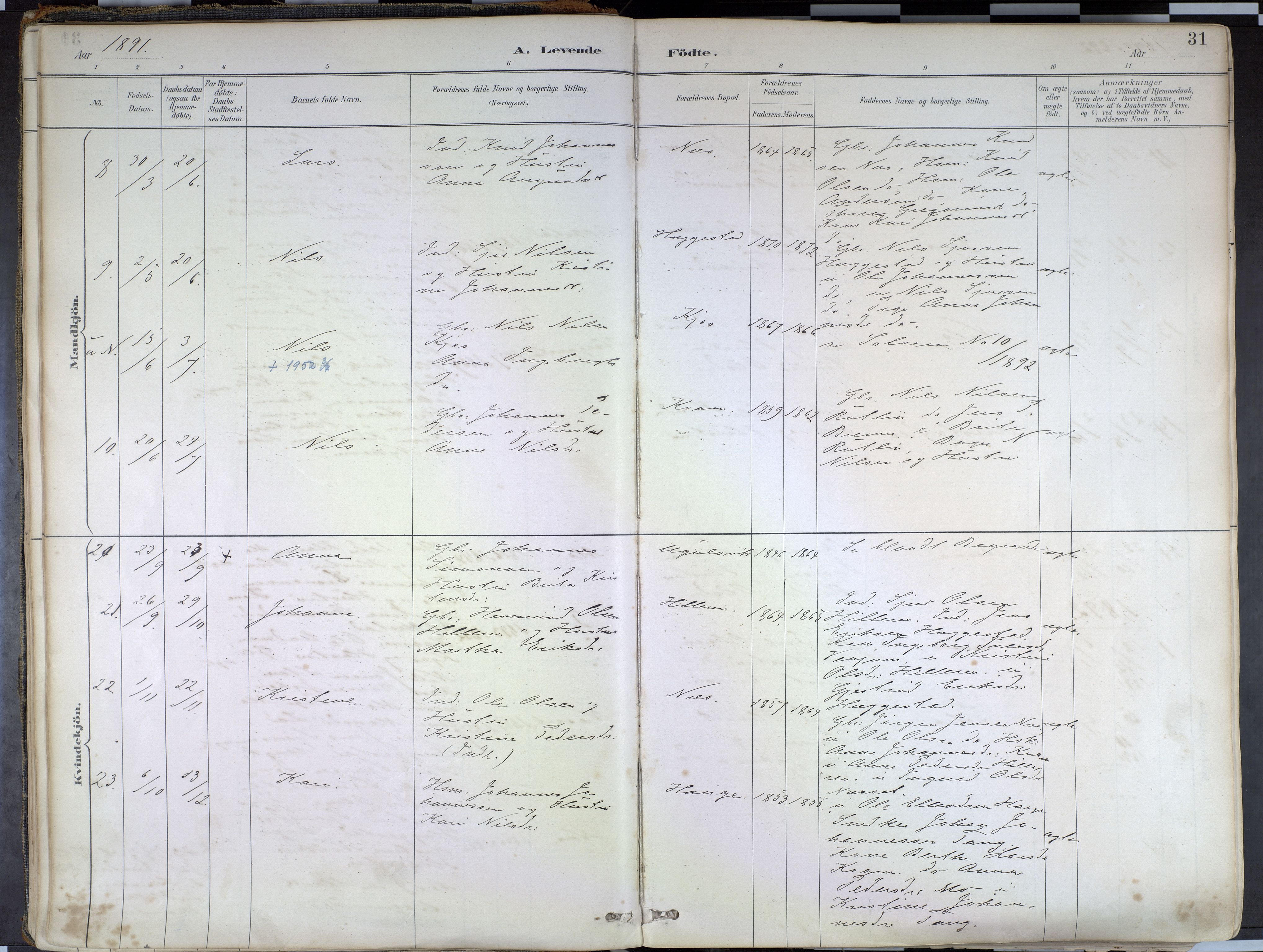 Hafslo sokneprestembete, SAB/A-80301/H/Haa/Haab/L0001: Parish register (official) no. B 1, 1886-1945, p. 31