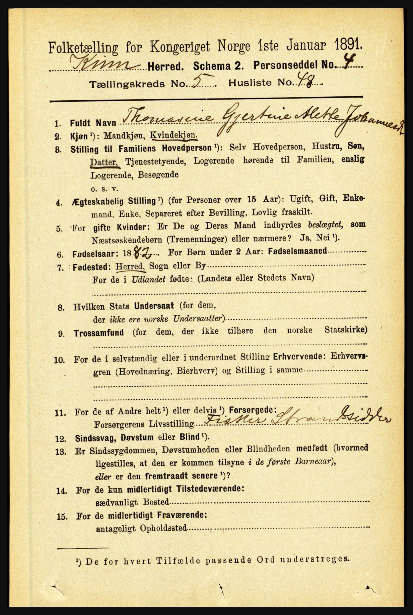 RA, 1891 census for 1437 Kinn, 1891, p. 2079