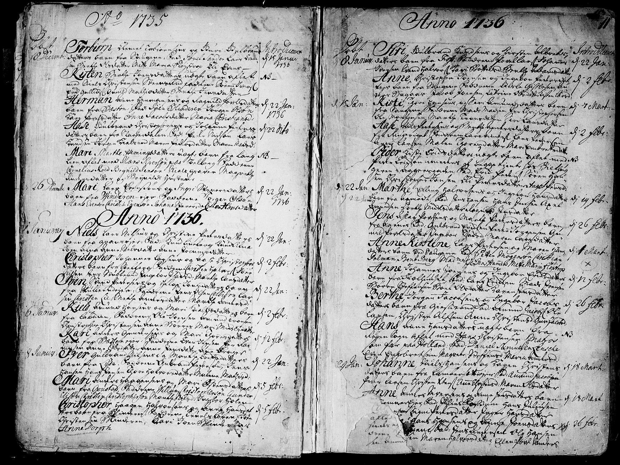 Aker prestekontor kirkebøker, SAO/A-10861/F/L0007: Parish register (official) no. 7, 1734-1748, p. 11