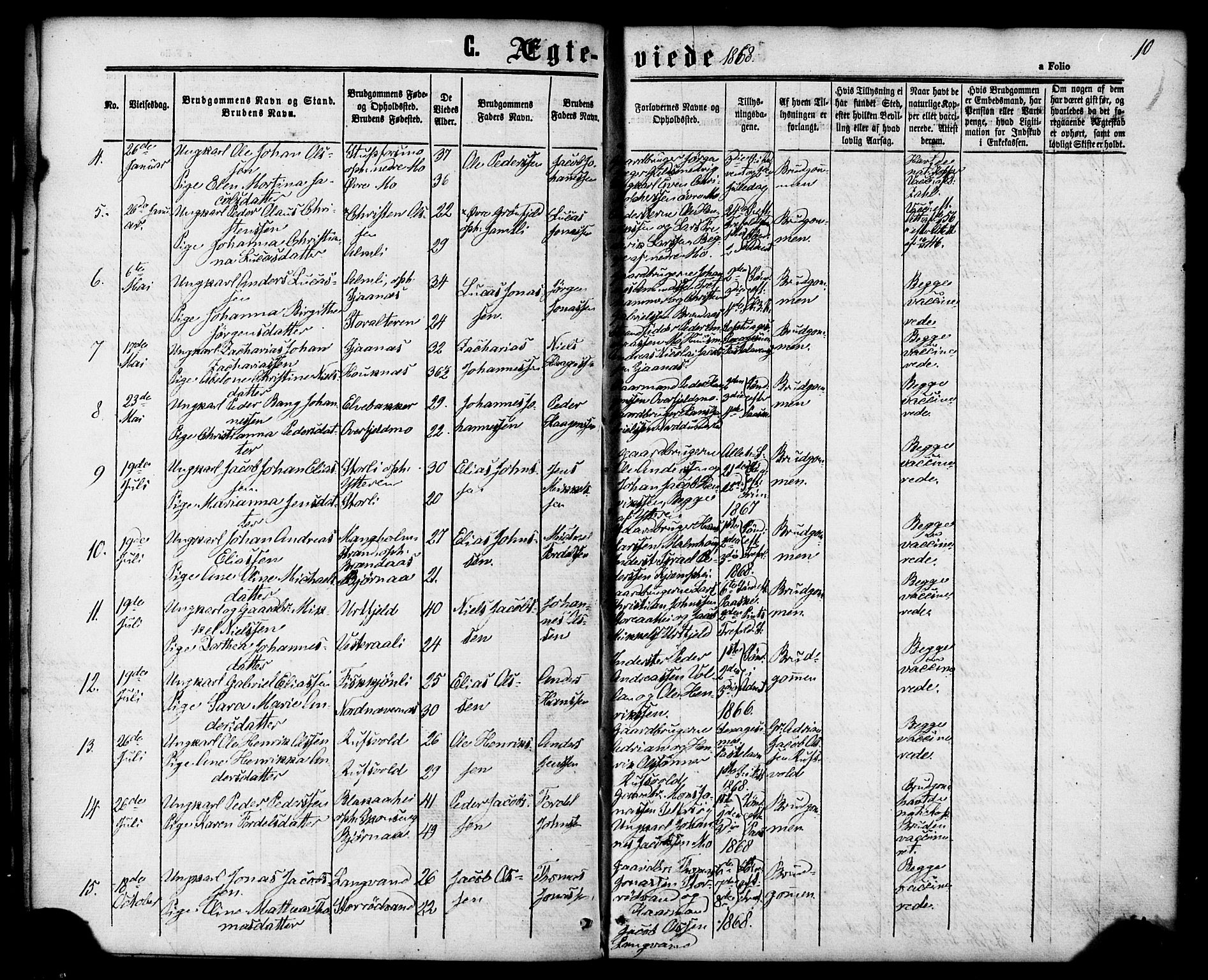 Ministerialprotokoller, klokkerbøker og fødselsregistre - Nordland, AV/SAT-A-1459/827/L0395: Parish register (official) no. 827A07, 1864-1886, p. 10