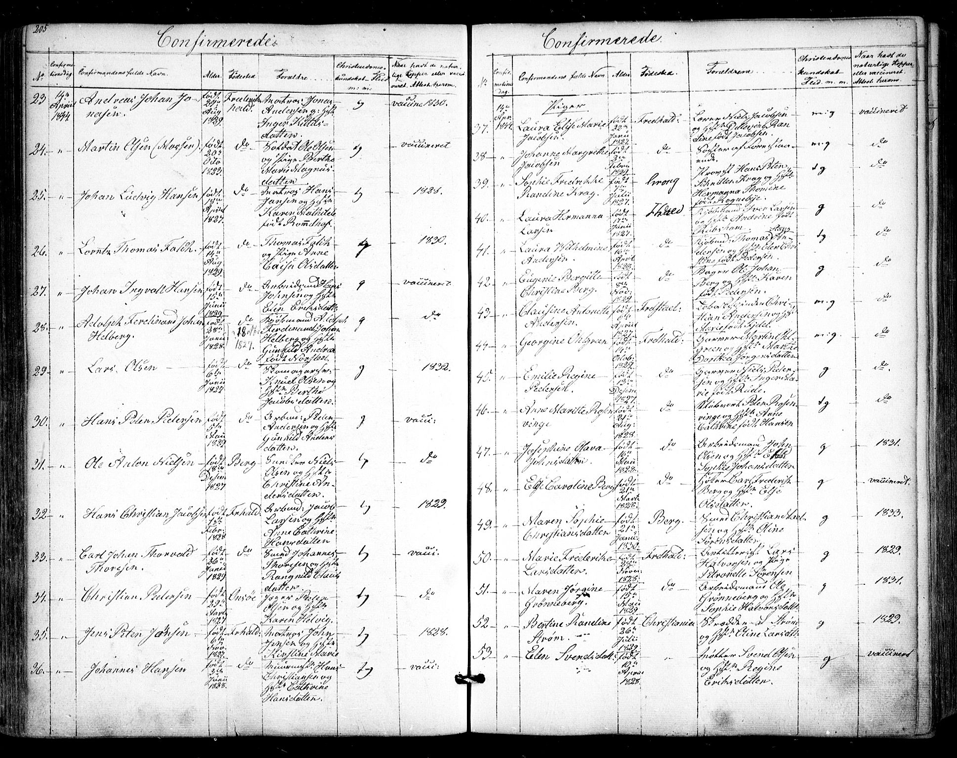 Halden prestekontor Kirkebøker, AV/SAO-A-10909/F/Fa/L0006: Parish register (official) no. I 6, 1845-1856, p. 205