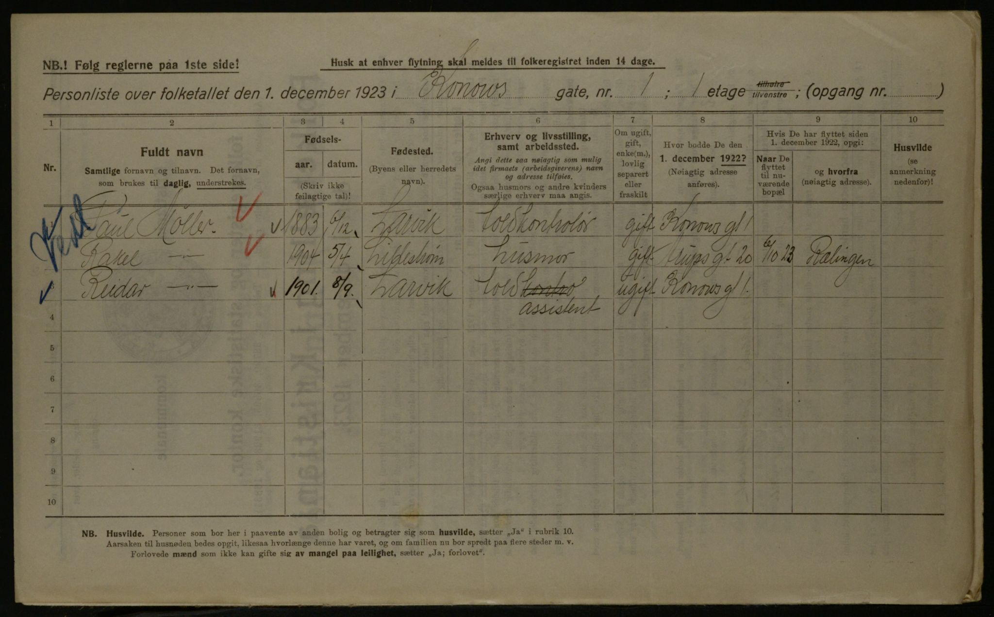 OBA, Municipal Census 1923 for Kristiania, 1923, p. 59339