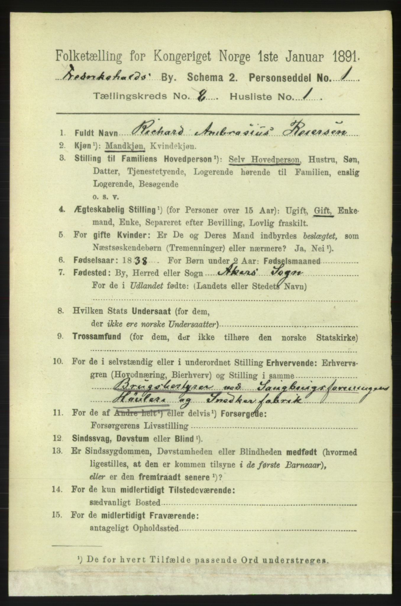 RA, 1891 census for 0101 Fredrikshald, 1891, p. 5418