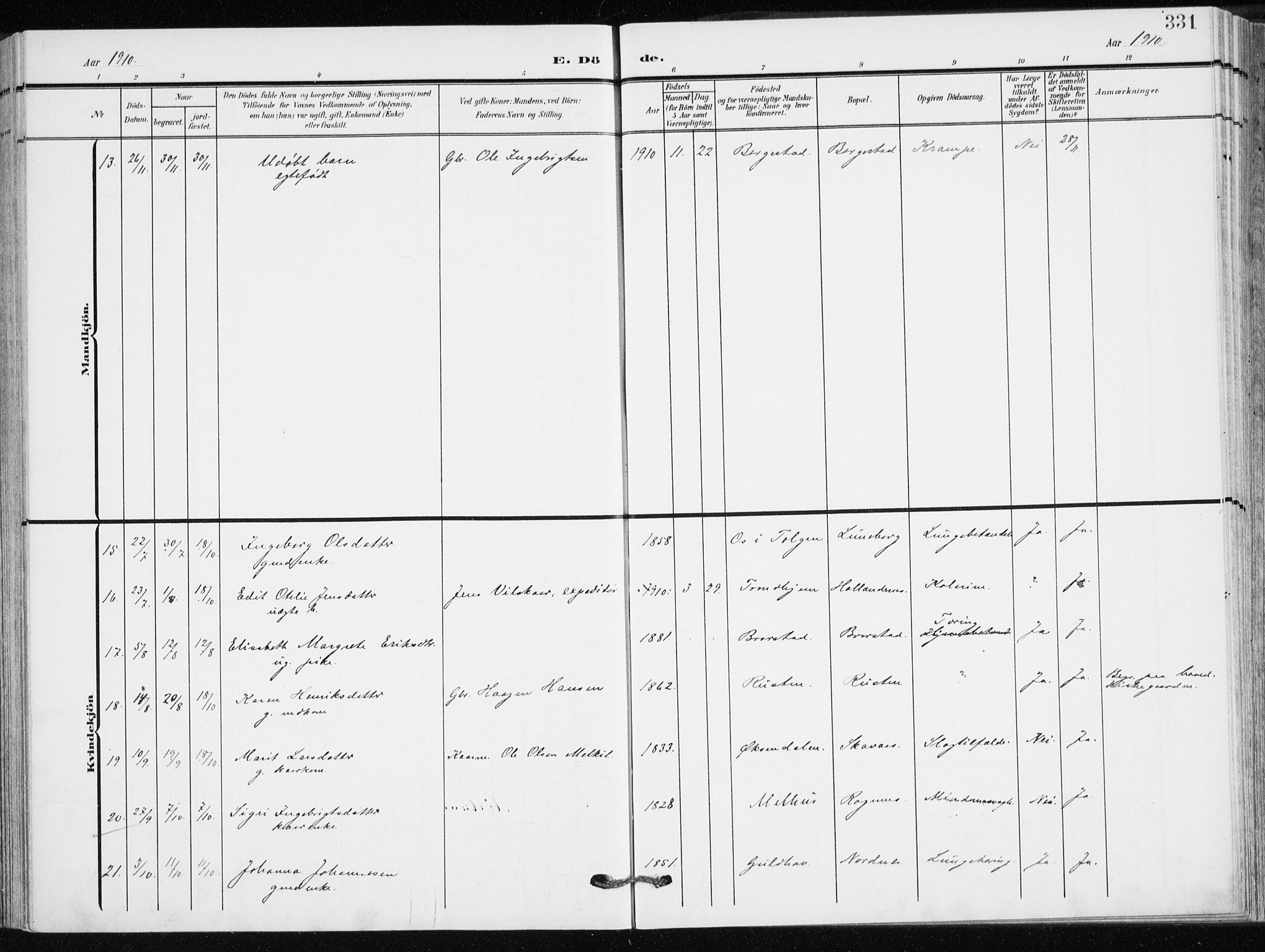 Målselv sokneprestembete, AV/SATØ-S-1311/G/Ga/Gaa/L0011kirke: Parish register (official) no. 11, 1904-1918, p. 331