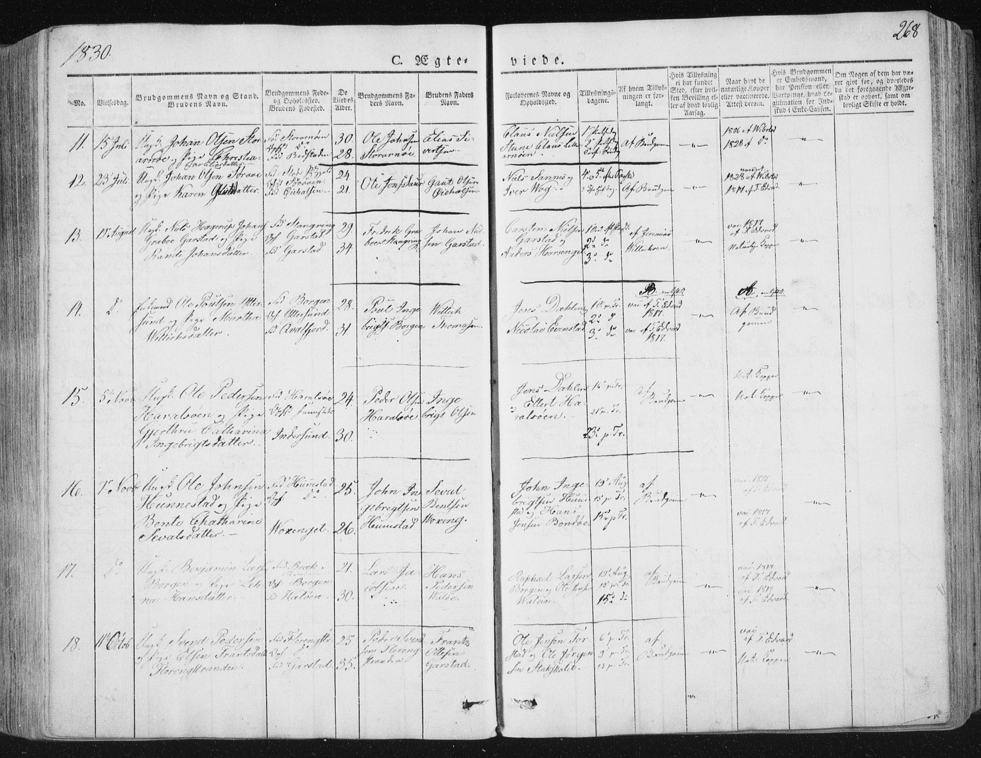 Ministerialprotokoller, klokkerbøker og fødselsregistre - Nord-Trøndelag, SAT/A-1458/784/L0669: Parish register (official) no. 784A04, 1829-1859, p. 268