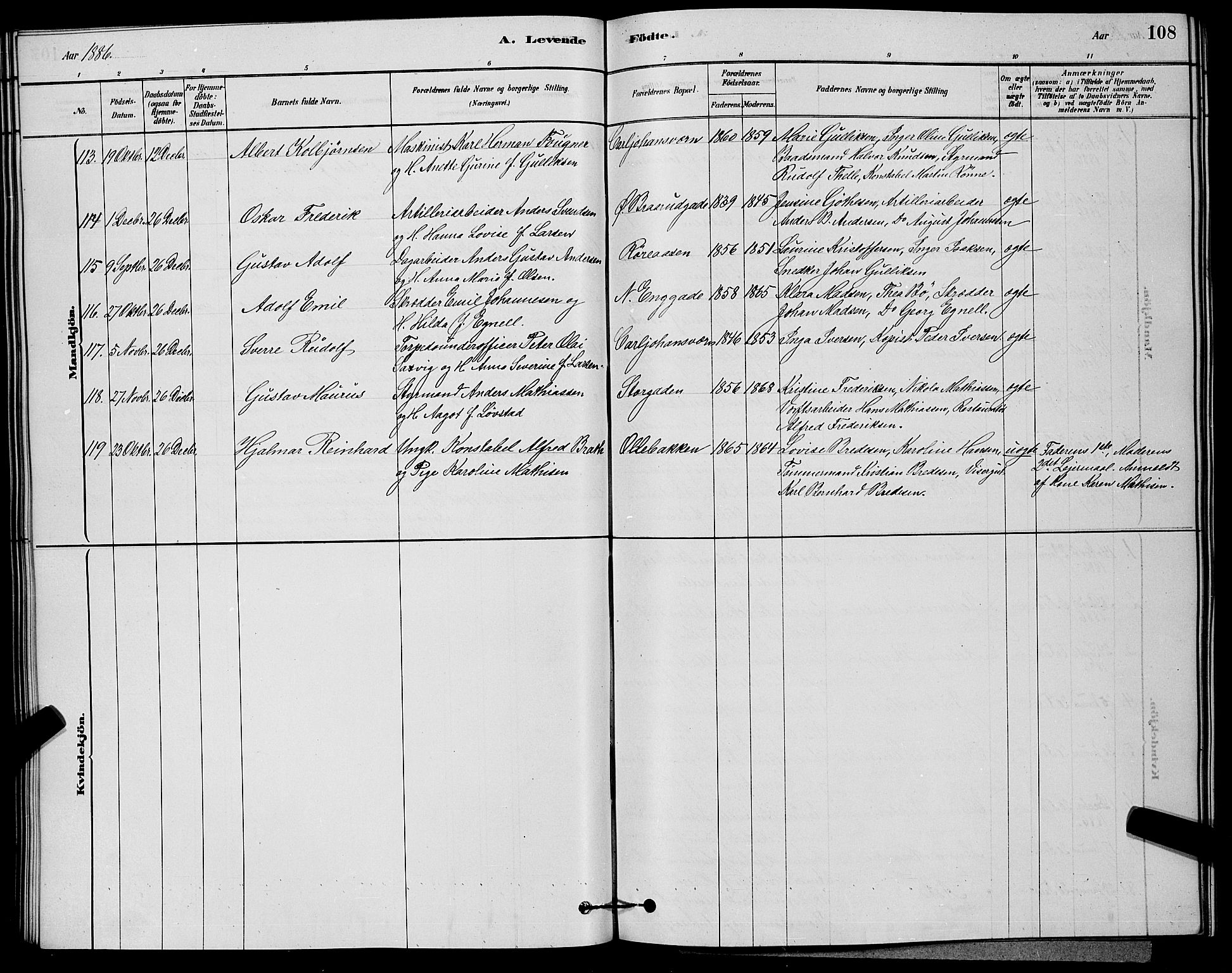 Horten kirkebøker, AV/SAKO-A-348/G/Ga/L0003: Parish register (copy) no. 4, 1878-1887, p. 108