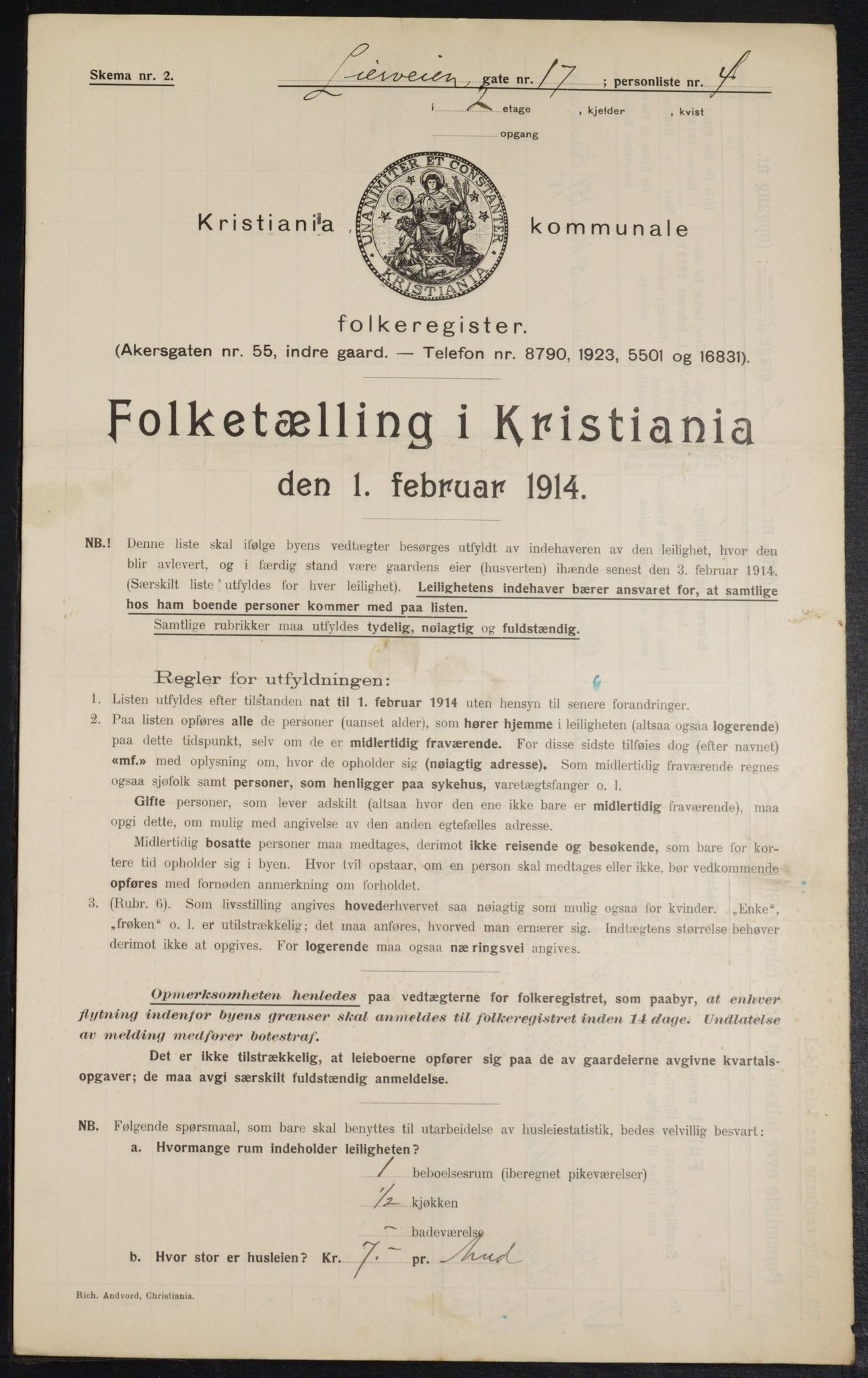 OBA, Municipal Census 1914 for Kristiania, 1914, p. 57438