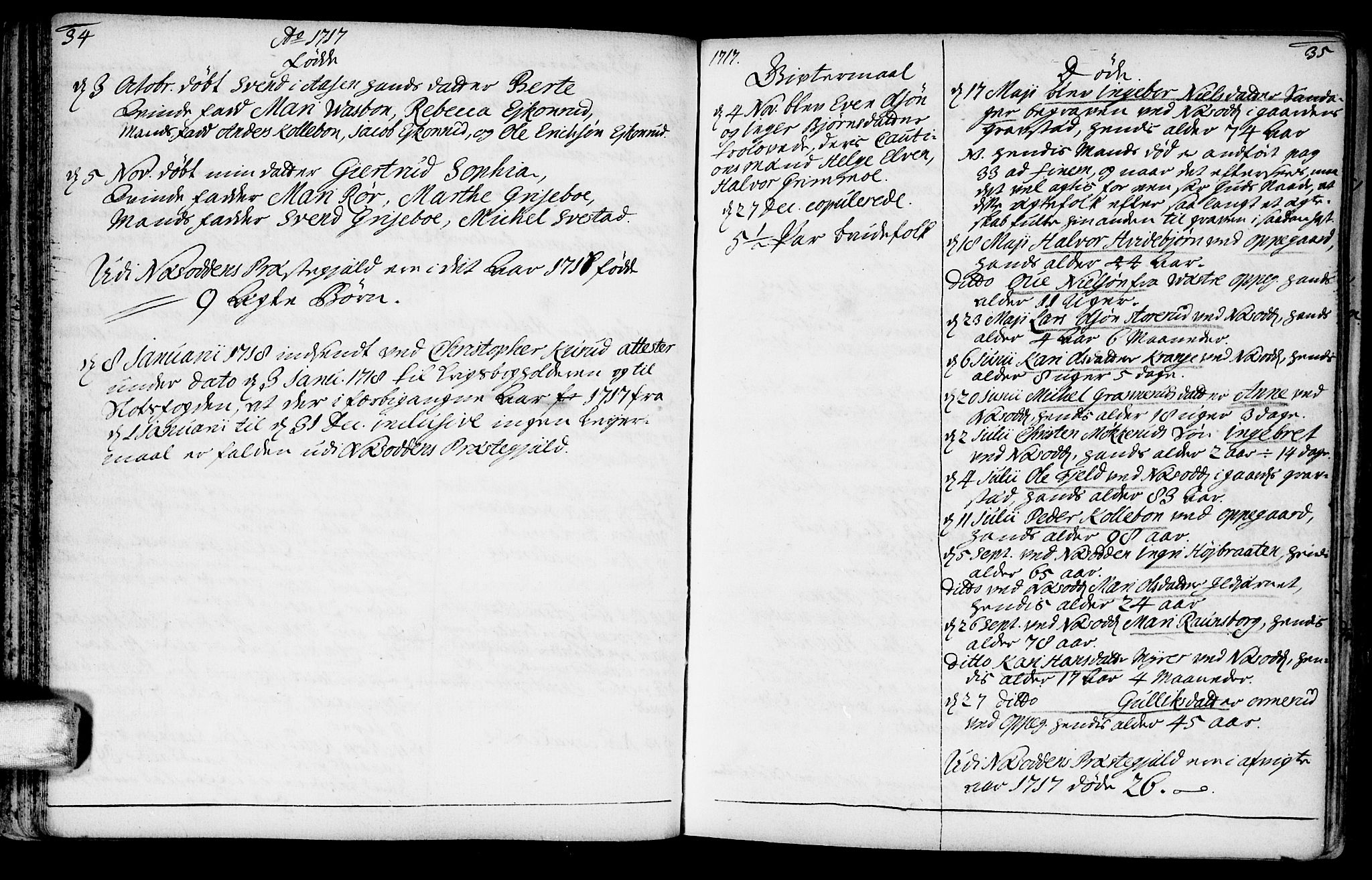 Nesodden prestekontor Kirkebøker, AV/SAO-A-10013/F/Fa/L0001: Parish register (official) no. I 1, 1709-1750, p. 34-35