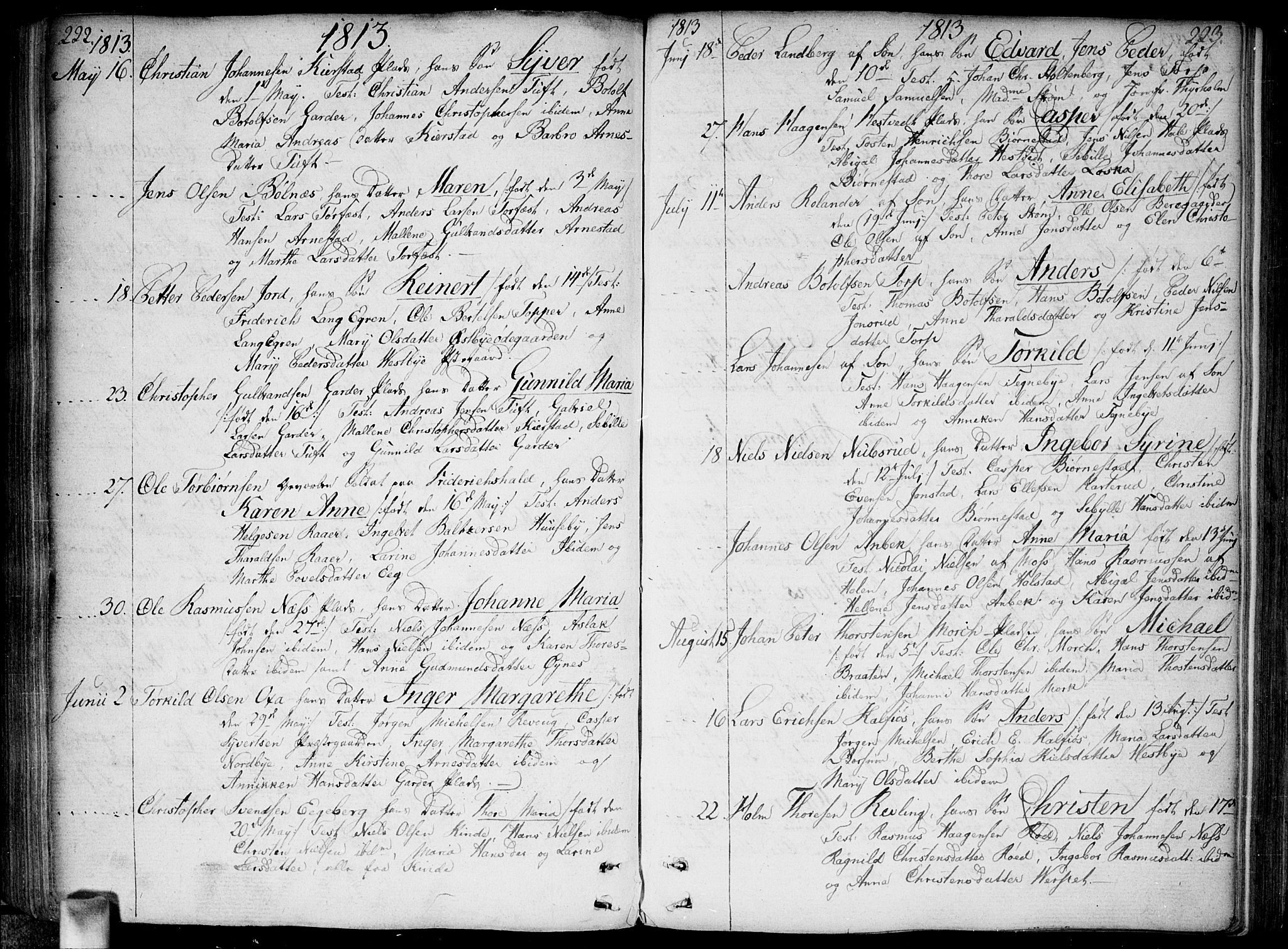 Vestby prestekontor Kirkebøker, AV/SAO-A-10893/F/Fa/L0004: Parish register (official) no. I 4, 1797-1813, p. 222-223