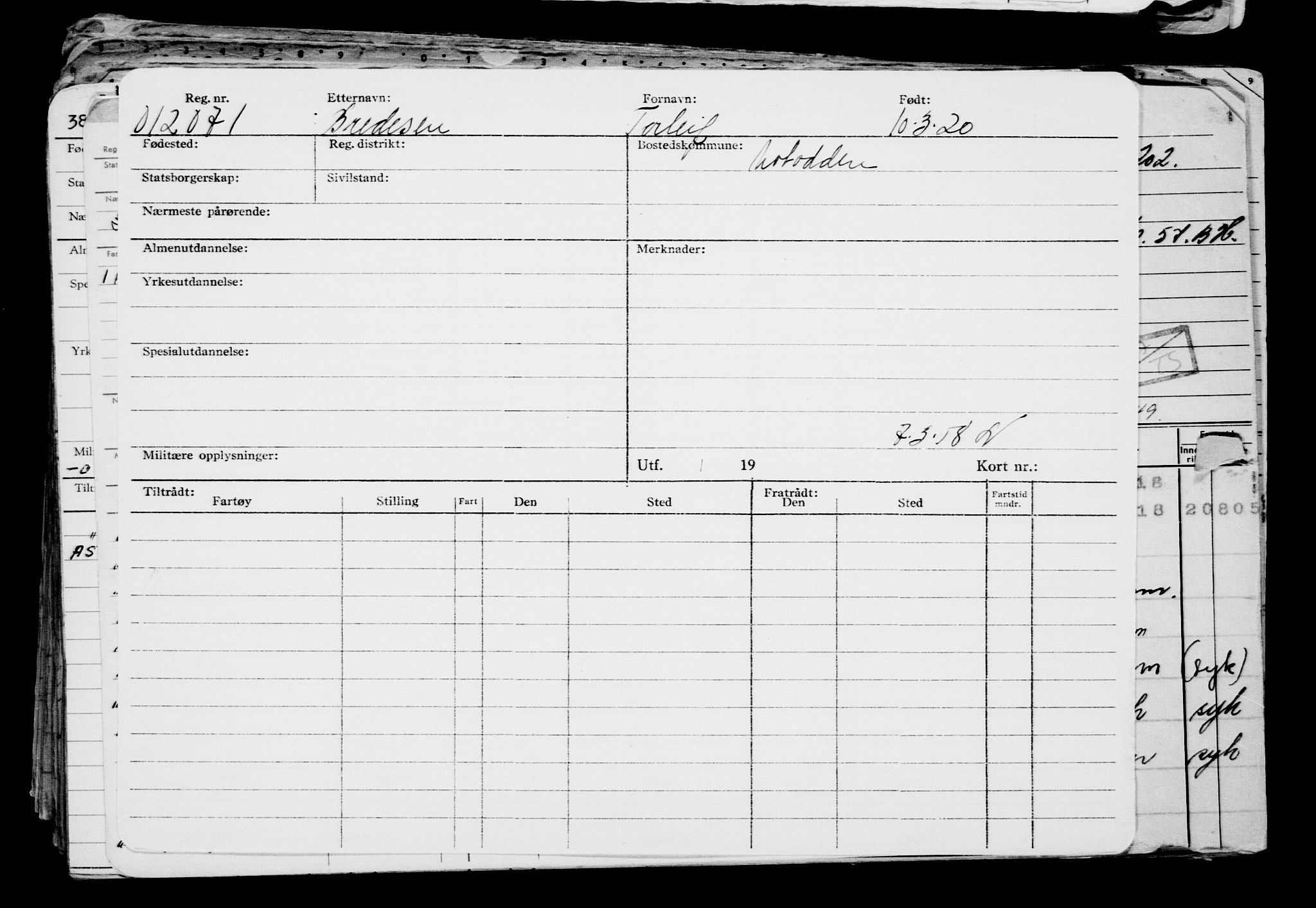 Direktoratet for sjømenn, AV/RA-S-3545/G/Gb/L0178: Hovedkort, 1920, p. 121