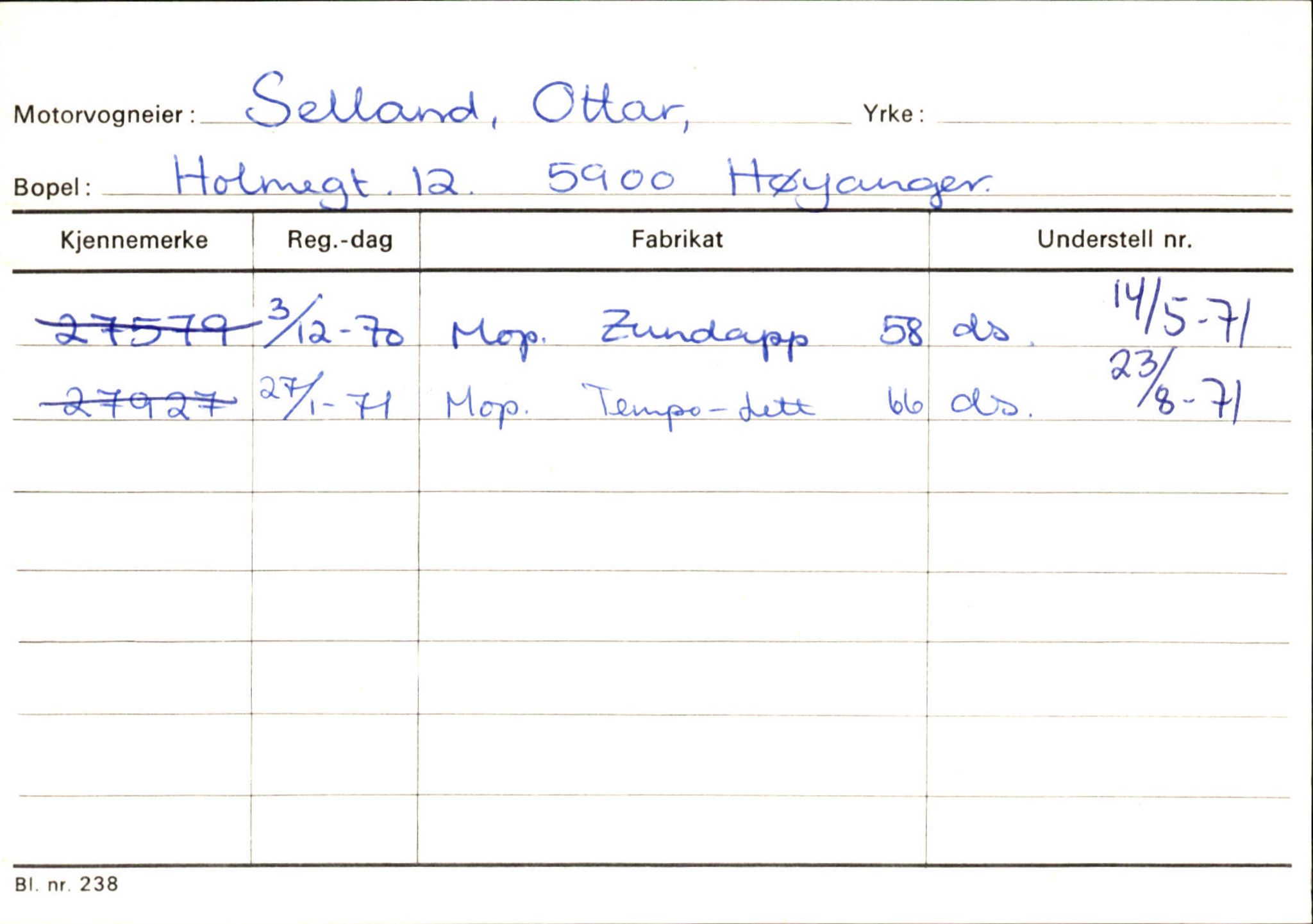 Statens vegvesen, Sogn og Fjordane vegkontor, SAB/A-5301/4/F/L0131: Eigarregister Høyanger P-Å. Stryn S-Å, 1945-1975, p. 189