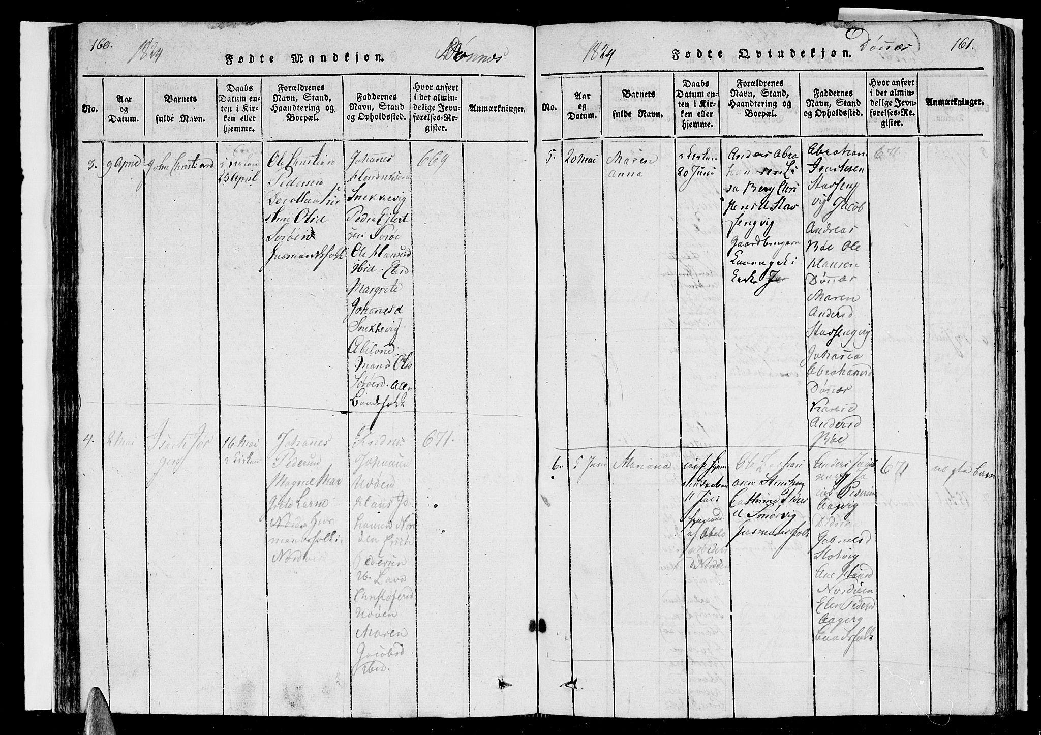 Ministerialprotokoller, klokkerbøker og fødselsregistre - Nordland, AV/SAT-A-1459/838/L0547: Parish register (official) no. 838A05 /2, 1820-1828, p. 160-161