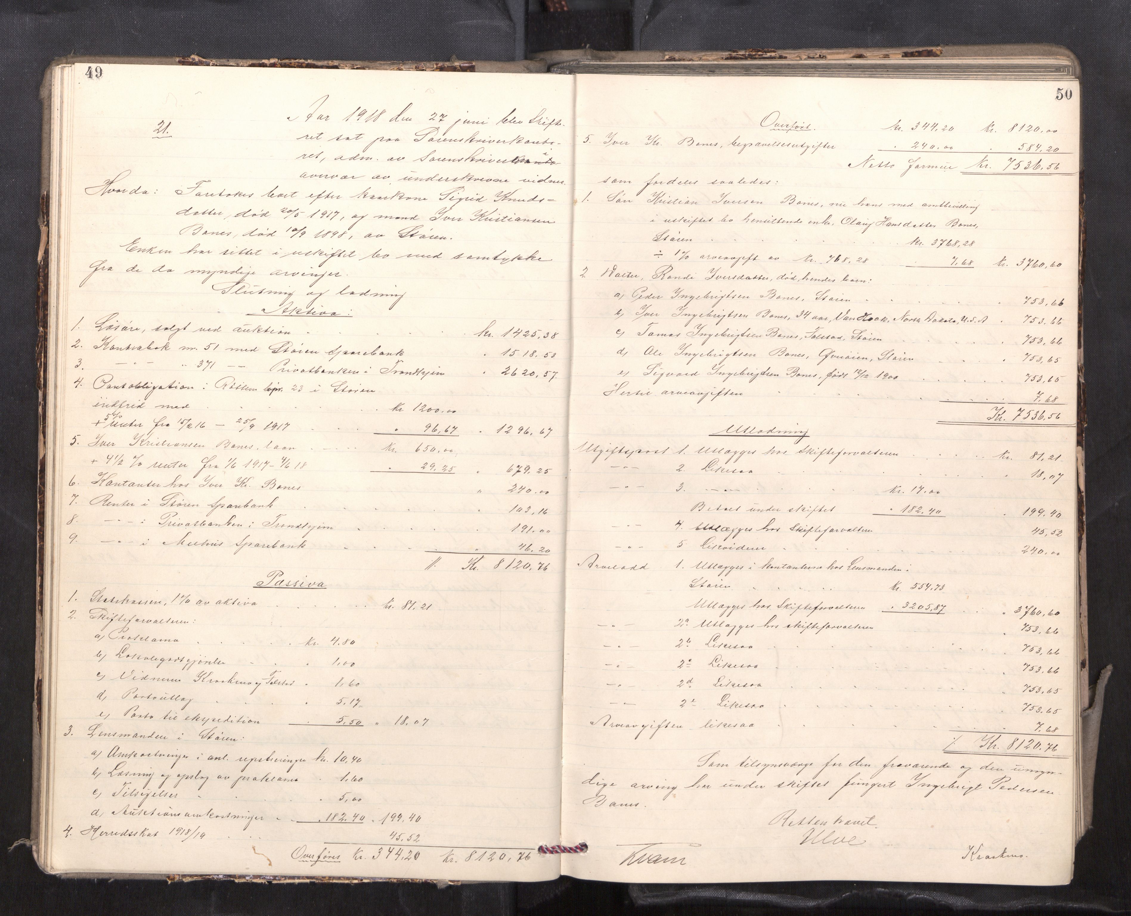 Gauldal sorenskriveri, AV/SAT-A-0014/1/3/3A/L0018: Skifteslutningsprotokoll  5, 1917-1924, p. 49-50