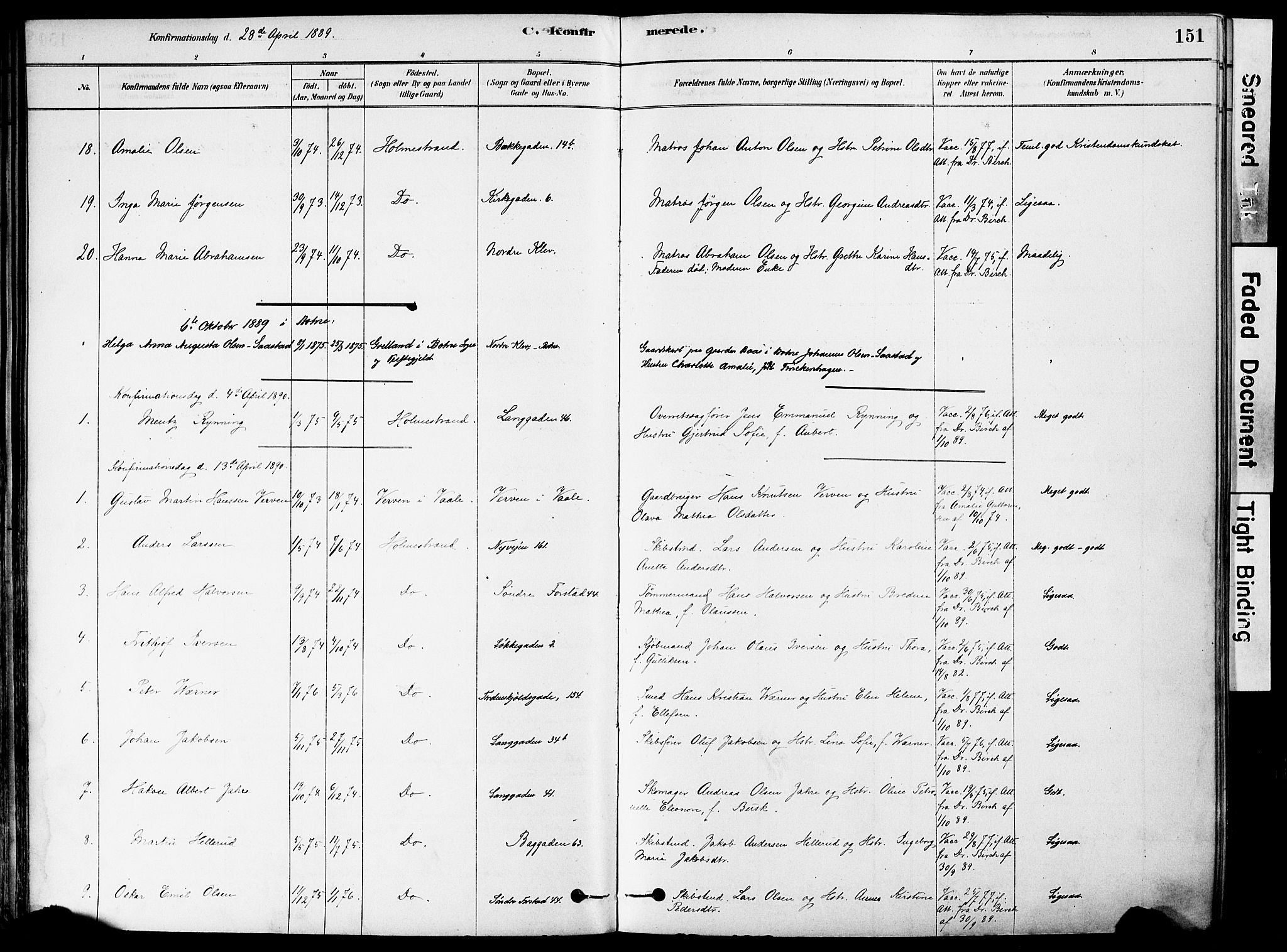 Holmestrand kirkebøker, AV/SAKO-A-346/F/Fa/L0004: Parish register (official) no. 4, 1880-1901, p. 151