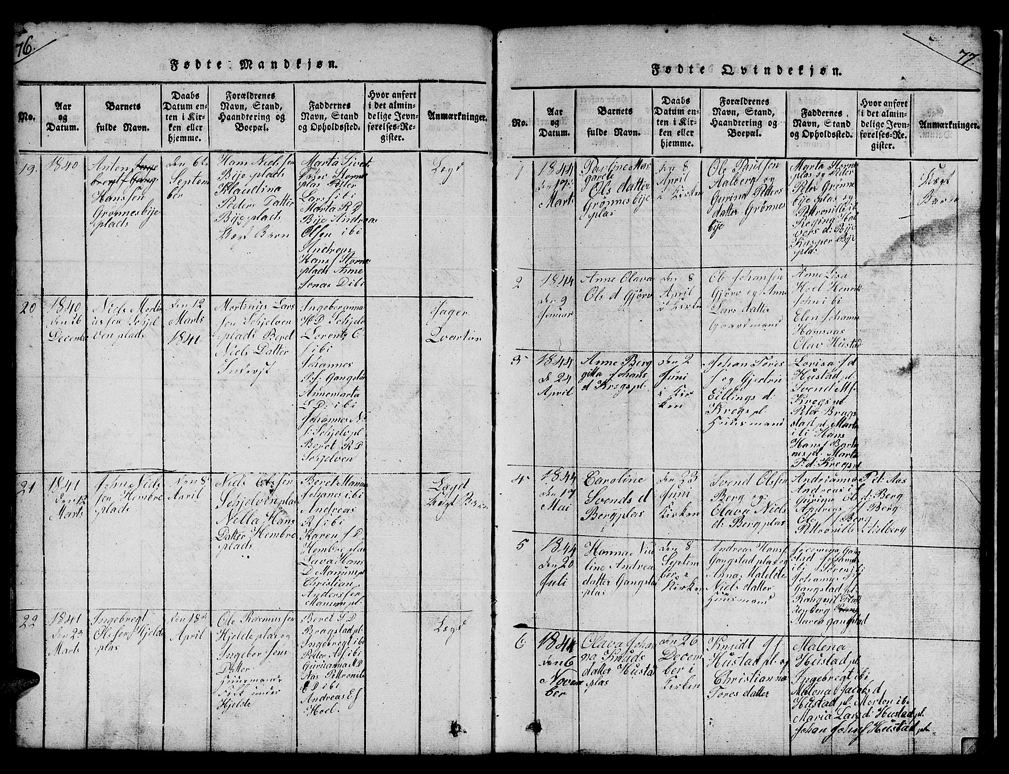 Ministerialprotokoller, klokkerbøker og fødselsregistre - Nord-Trøndelag, SAT/A-1458/732/L0317: Parish register (copy) no. 732C01, 1816-1881, p. 76-77