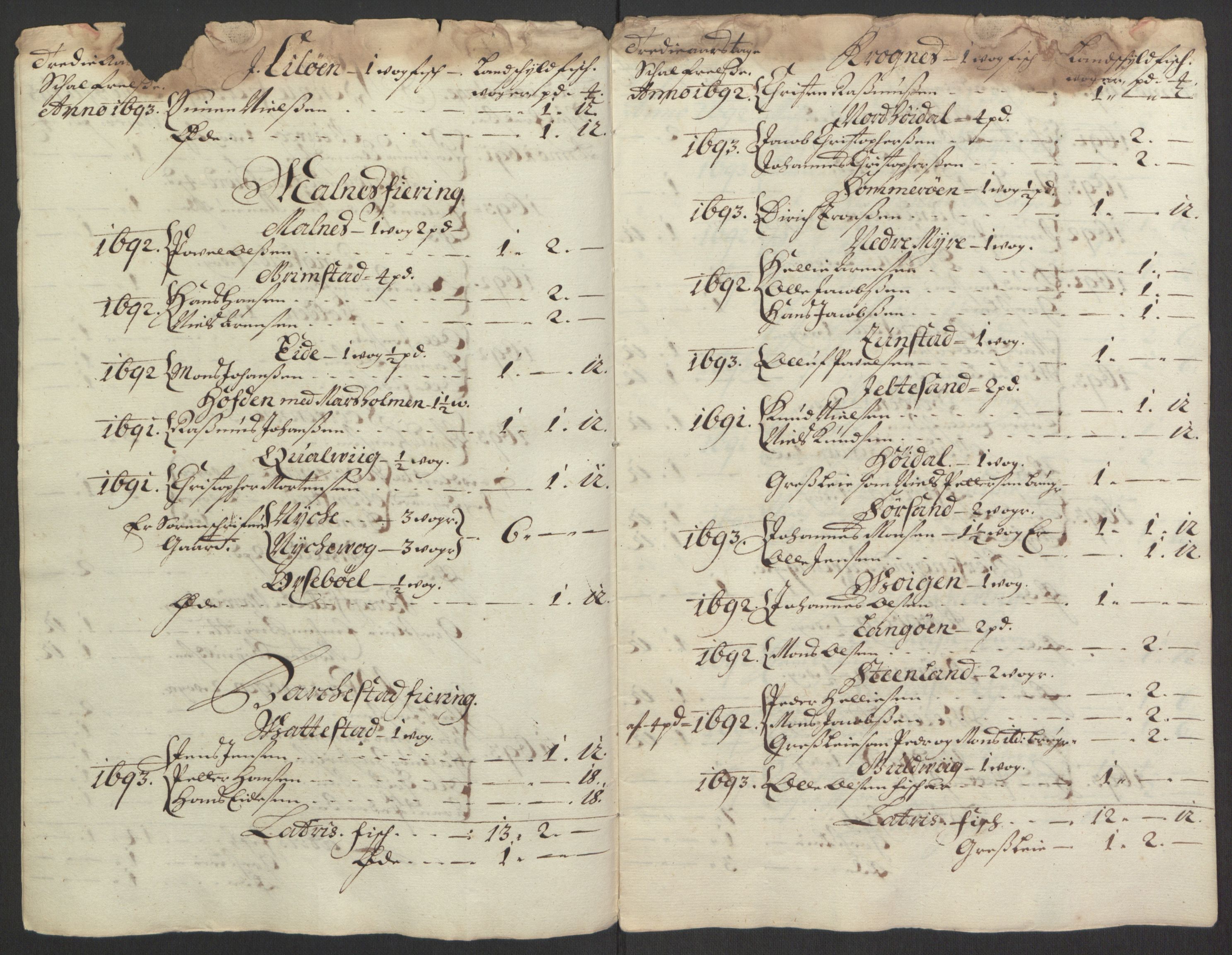 Rentekammeret inntil 1814, Reviderte regnskaper, Fogderegnskap, RA/EA-4092/R67/L4676: Fogderegnskap Vesterålen, Andenes og Lofoten, 1691-1693, p. 48