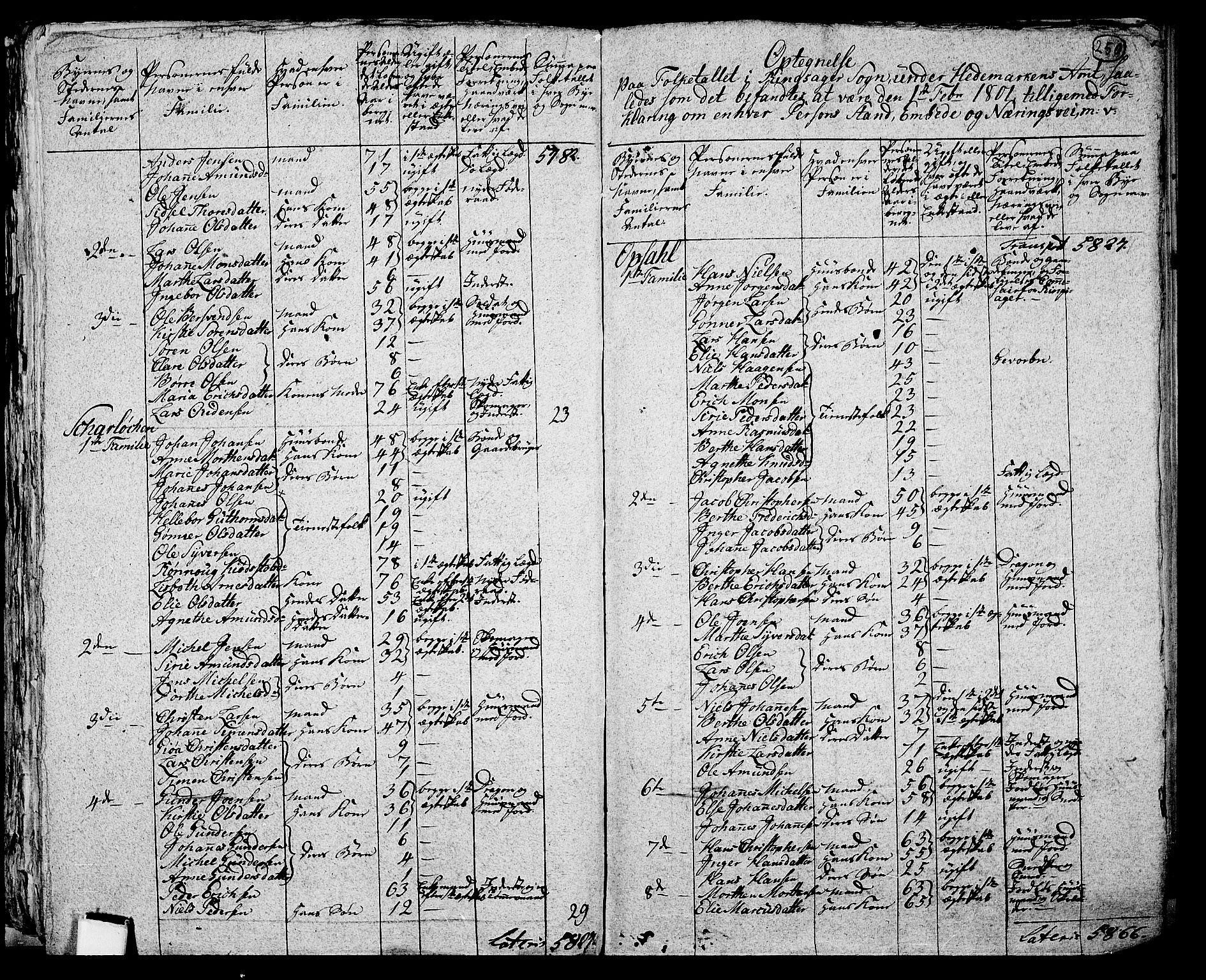RA, 1801 census for 0412P Ringsaker, 1801, p. 249b-250a