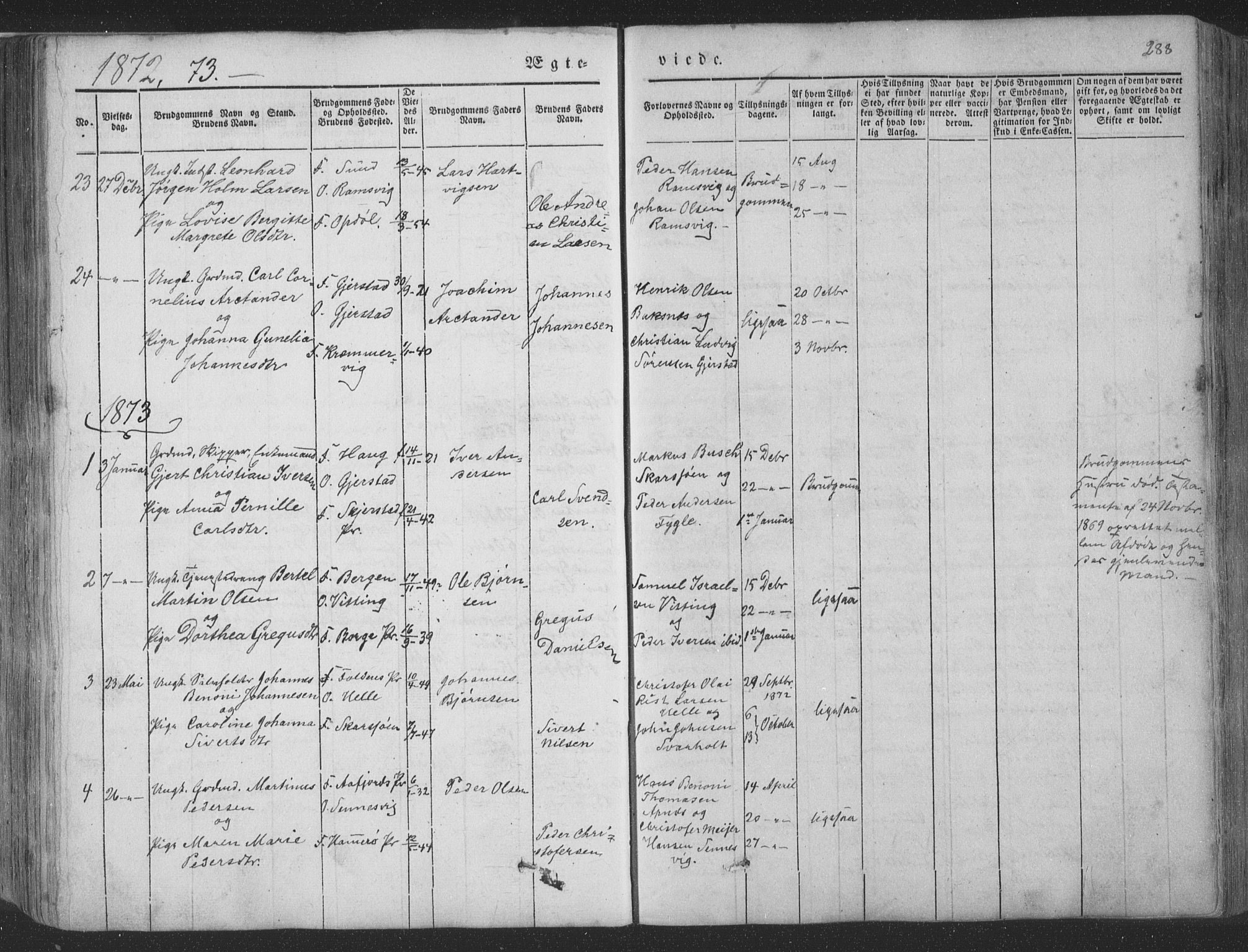 Ministerialprotokoller, klokkerbøker og fødselsregistre - Nordland, AV/SAT-A-1459/881/L1165: Parish register (copy) no. 881C02, 1854-1876, p. 288