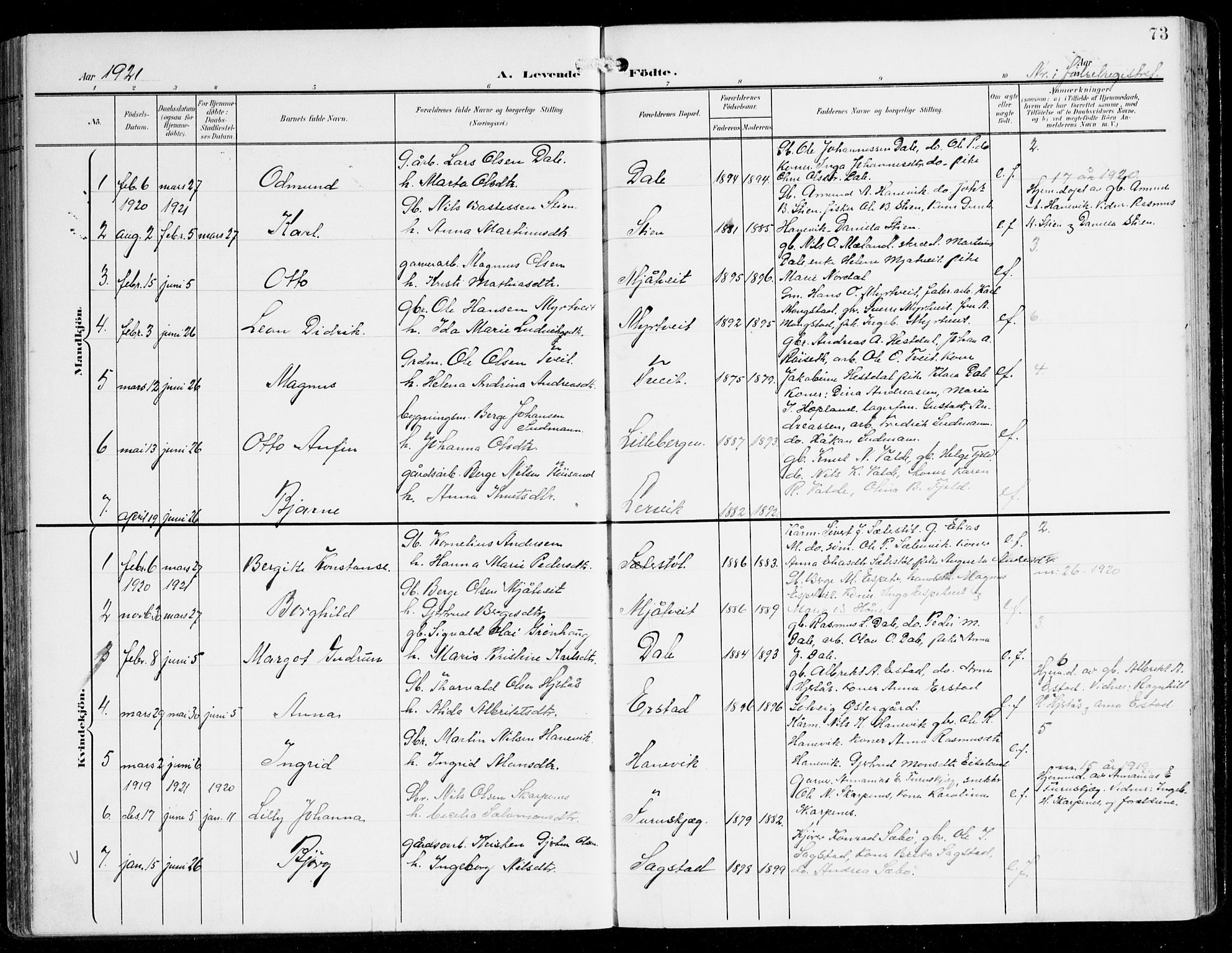 Alversund Sokneprestembete, SAB/A-73901/H/Ha/Haa/Haac/L0002: Parish register (official) no. C 2, 1901-1921, p. 73