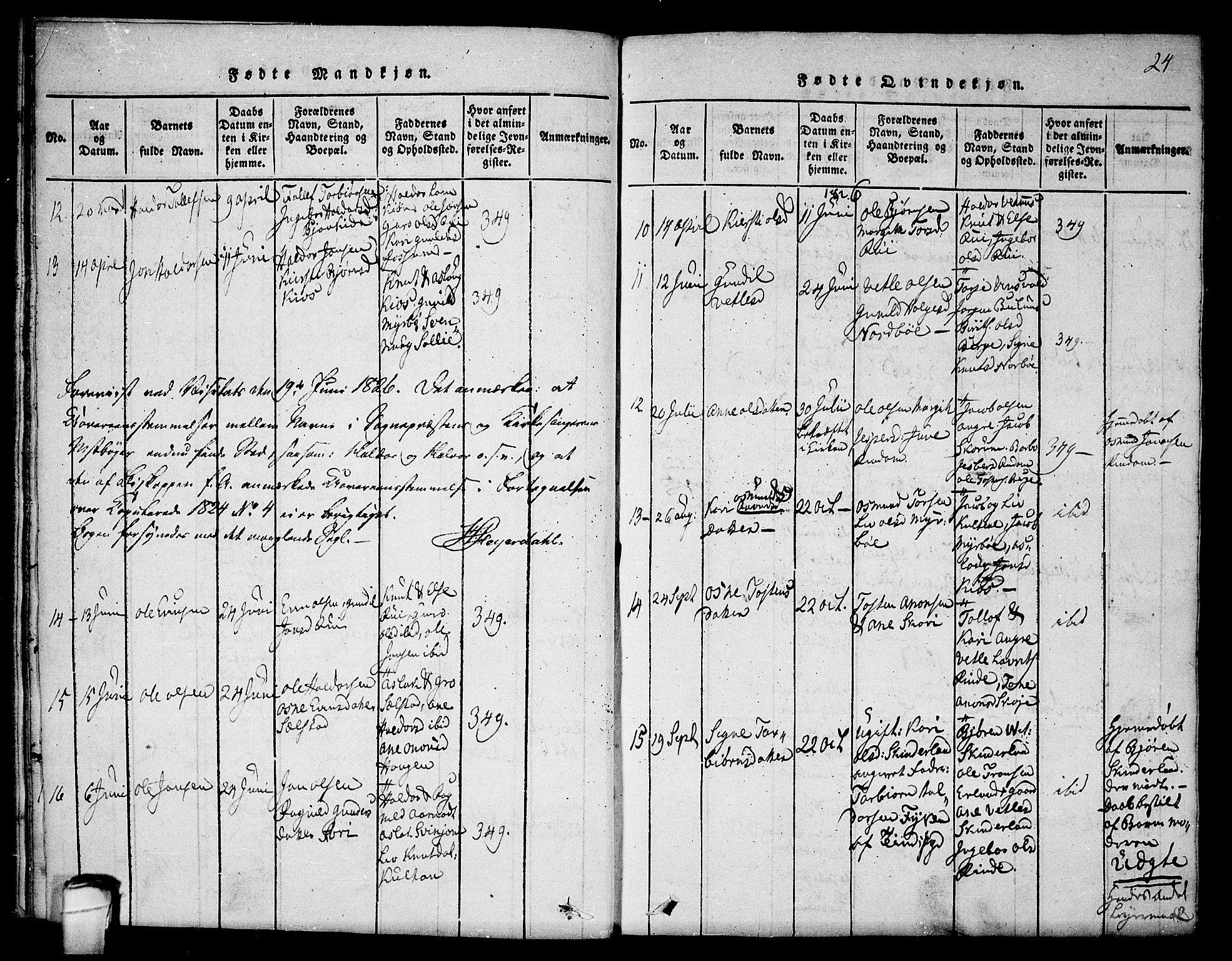 Seljord kirkebøker, AV/SAKO-A-20/F/Fc/L0001: Parish register (official) no. III 1, 1815-1831, p. 24