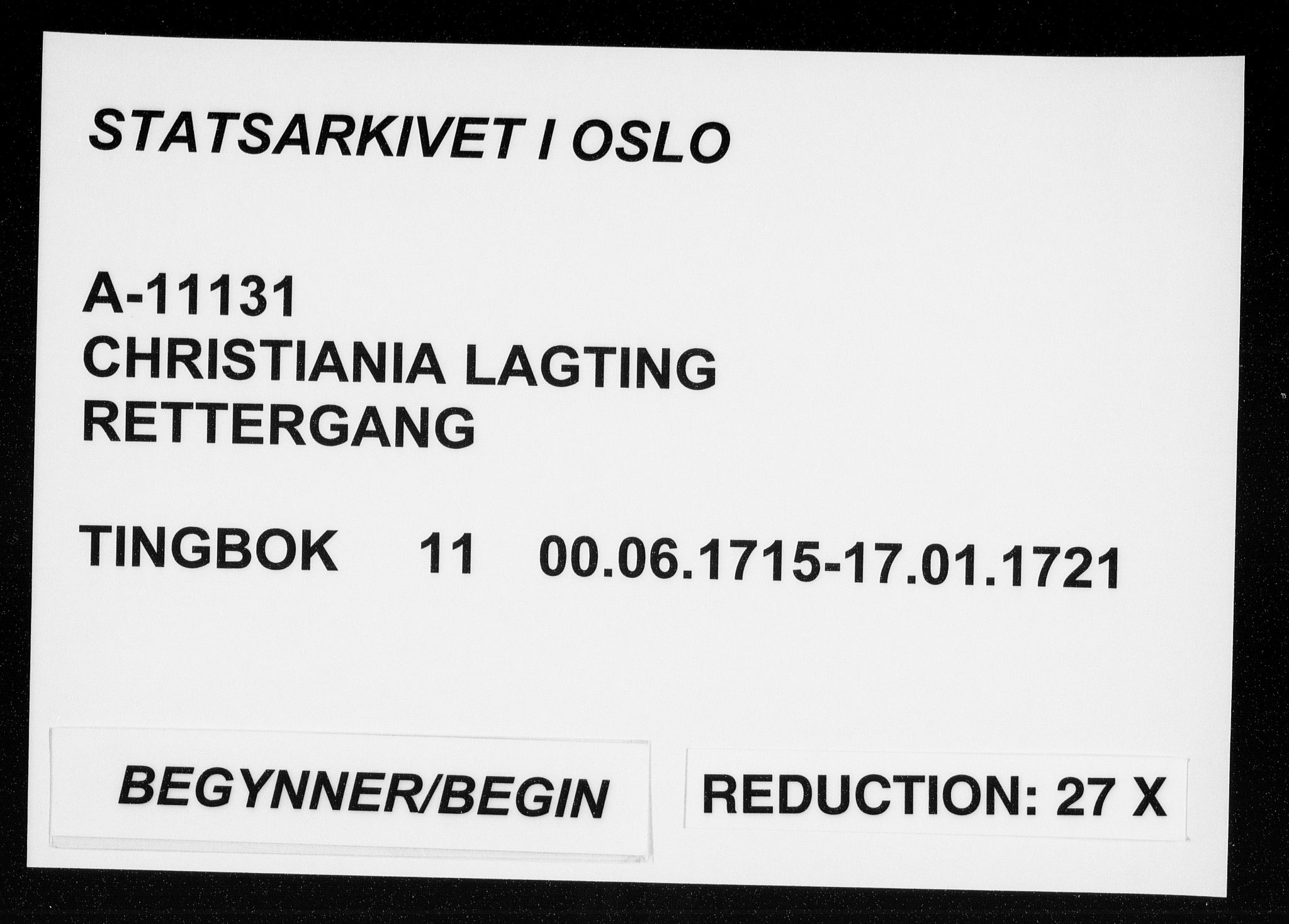 Christiania lagting, AV/SAO-A-11131/F/Fa/L0011: Tingbok, 1715-1721