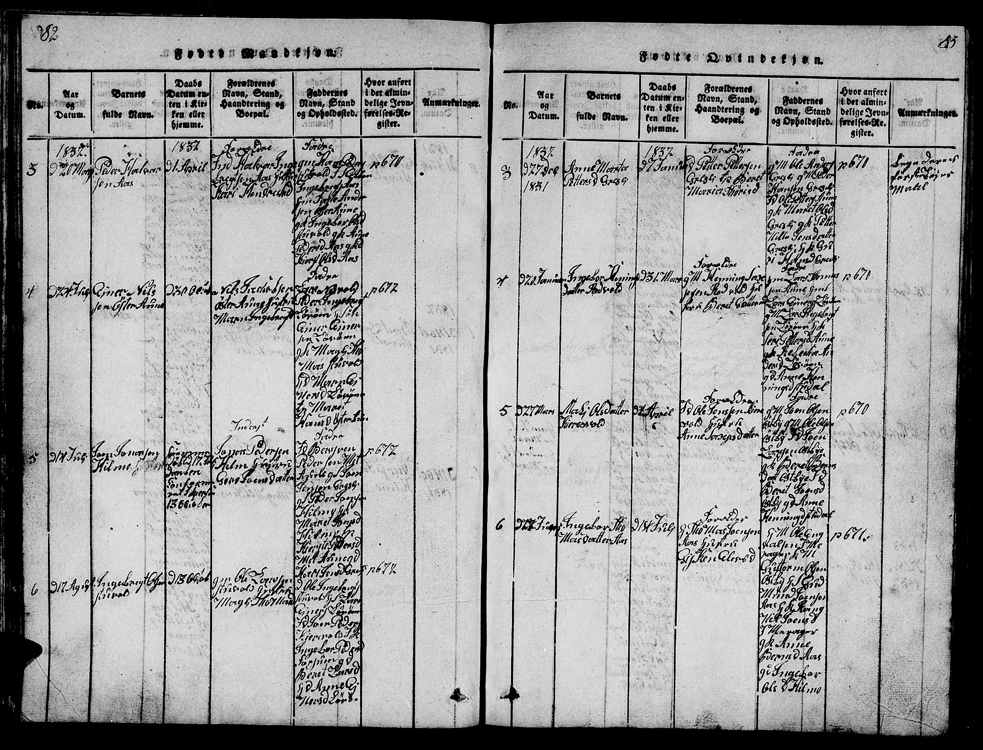 Ministerialprotokoller, klokkerbøker og fødselsregistre - Sør-Trøndelag, SAT/A-1456/698/L1164: Parish register (copy) no. 698C01, 1816-1861, p. 82-83