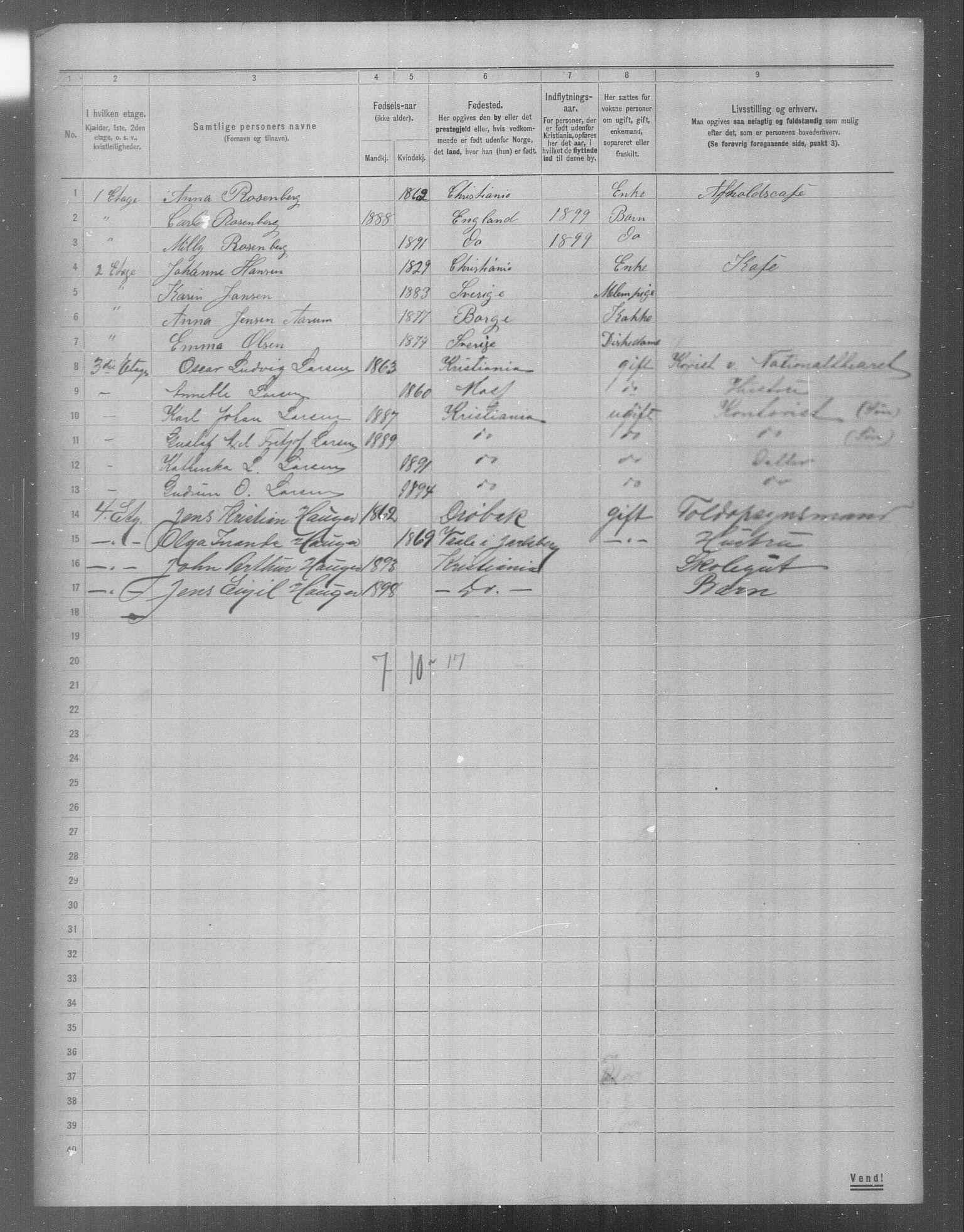 OBA, Municipal Census 1904 for Kristiania, 1904, p. 18292