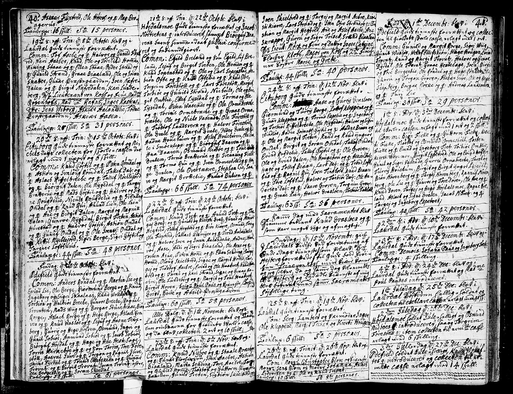 Lårdal kirkebøker, SAKO/A-284/F/Fa/L0002: Parish register (official) no. I 2, 1734-1754, p. 40-41