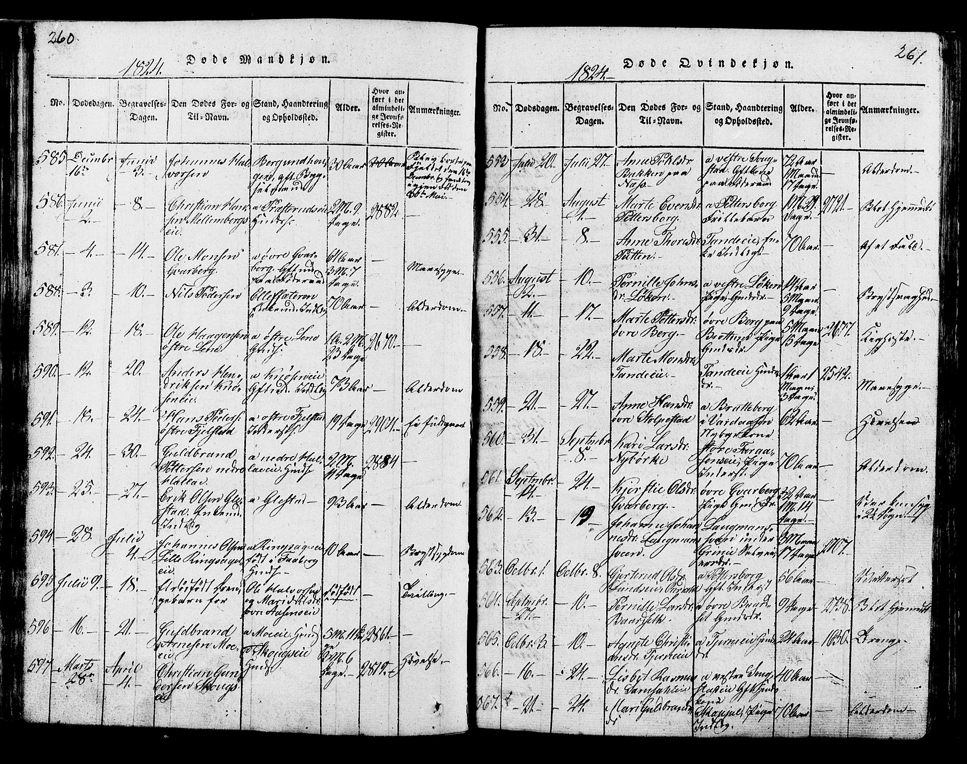 Ringsaker prestekontor, AV/SAH-PREST-014/K/Ka/L0005: Parish register (official) no. 5, 1814-1826, p. 260-261