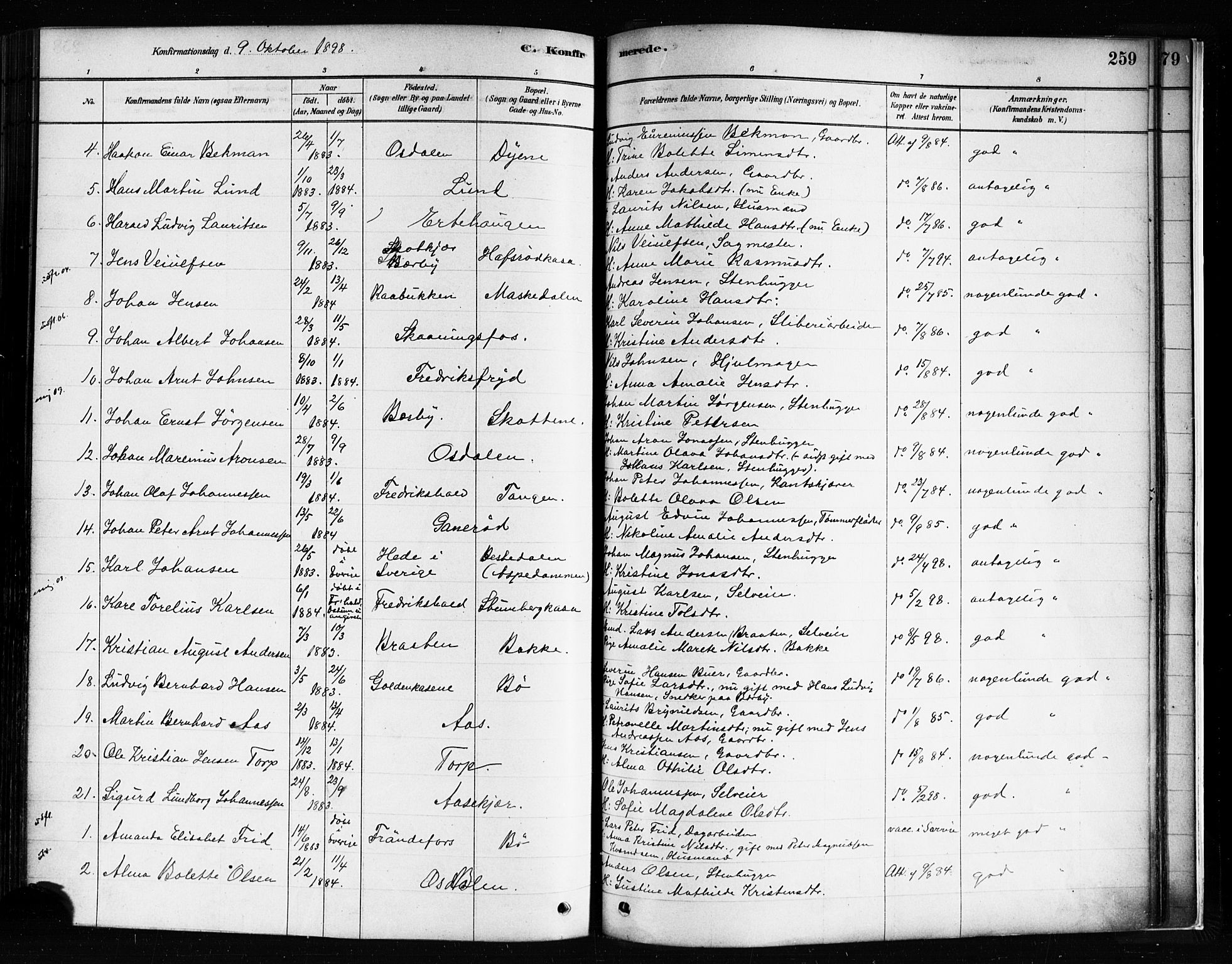 Idd prestekontor Kirkebøker, AV/SAO-A-10911/F/Fc/L0006a: Parish register (official) no. III 6A, 1878-1903, p. 259