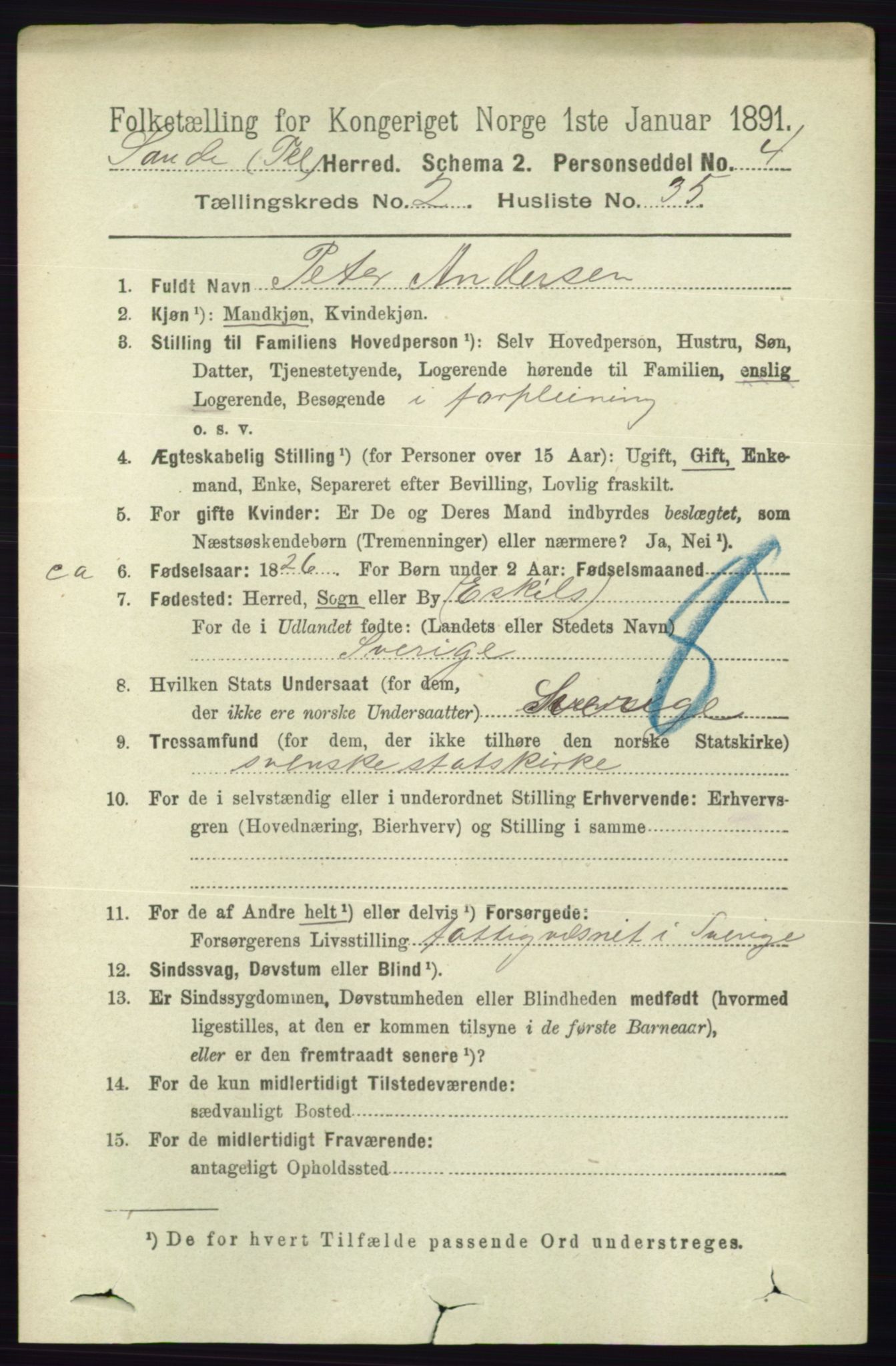 RA, 1891 census for 0822 Sauherad, 1891, p. 605