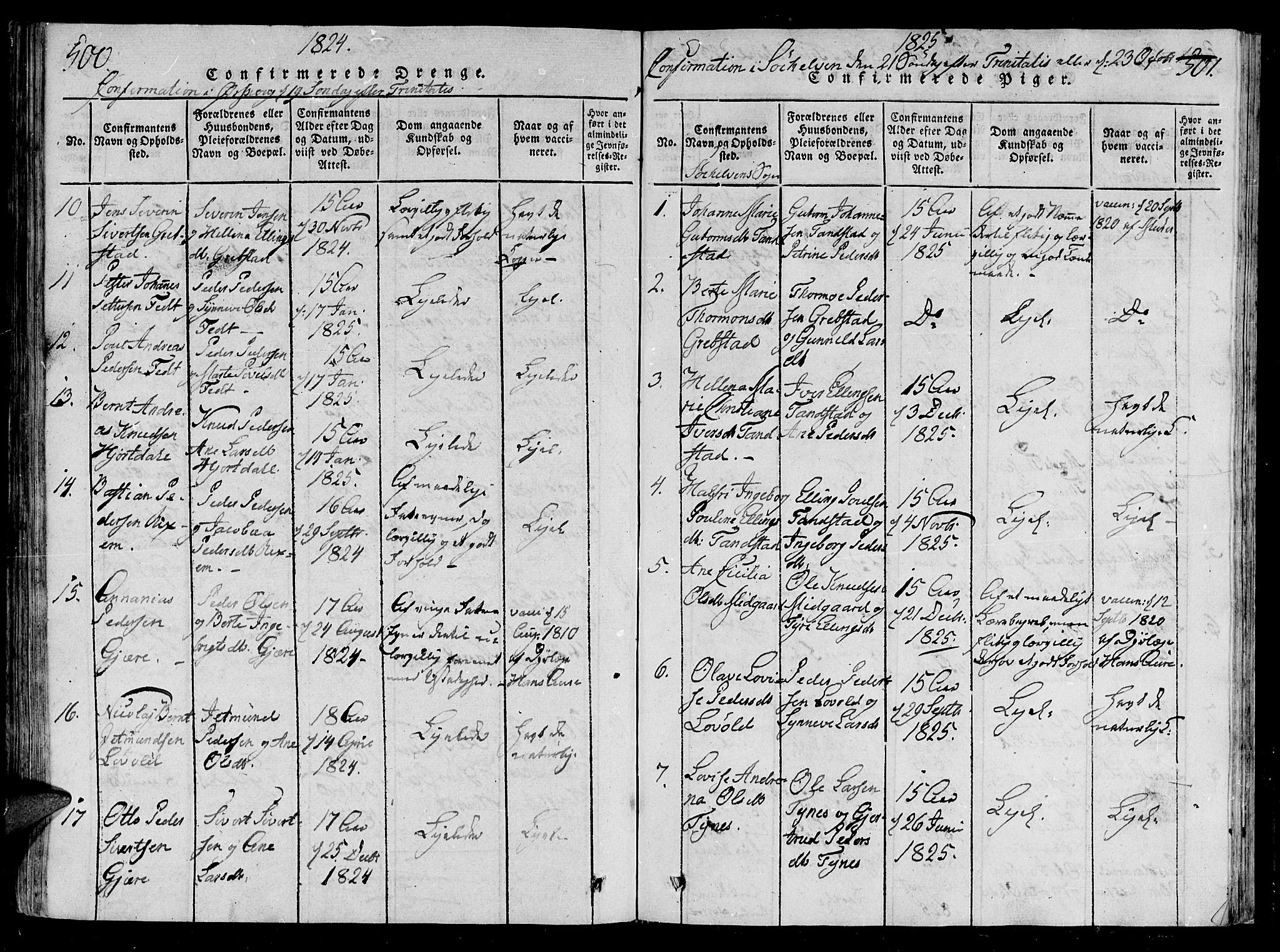 Ministerialprotokoller, klokkerbøker og fødselsregistre - Møre og Romsdal, SAT/A-1454/522/L0310: Parish register (official) no. 522A05, 1816-1832, p. 500-501