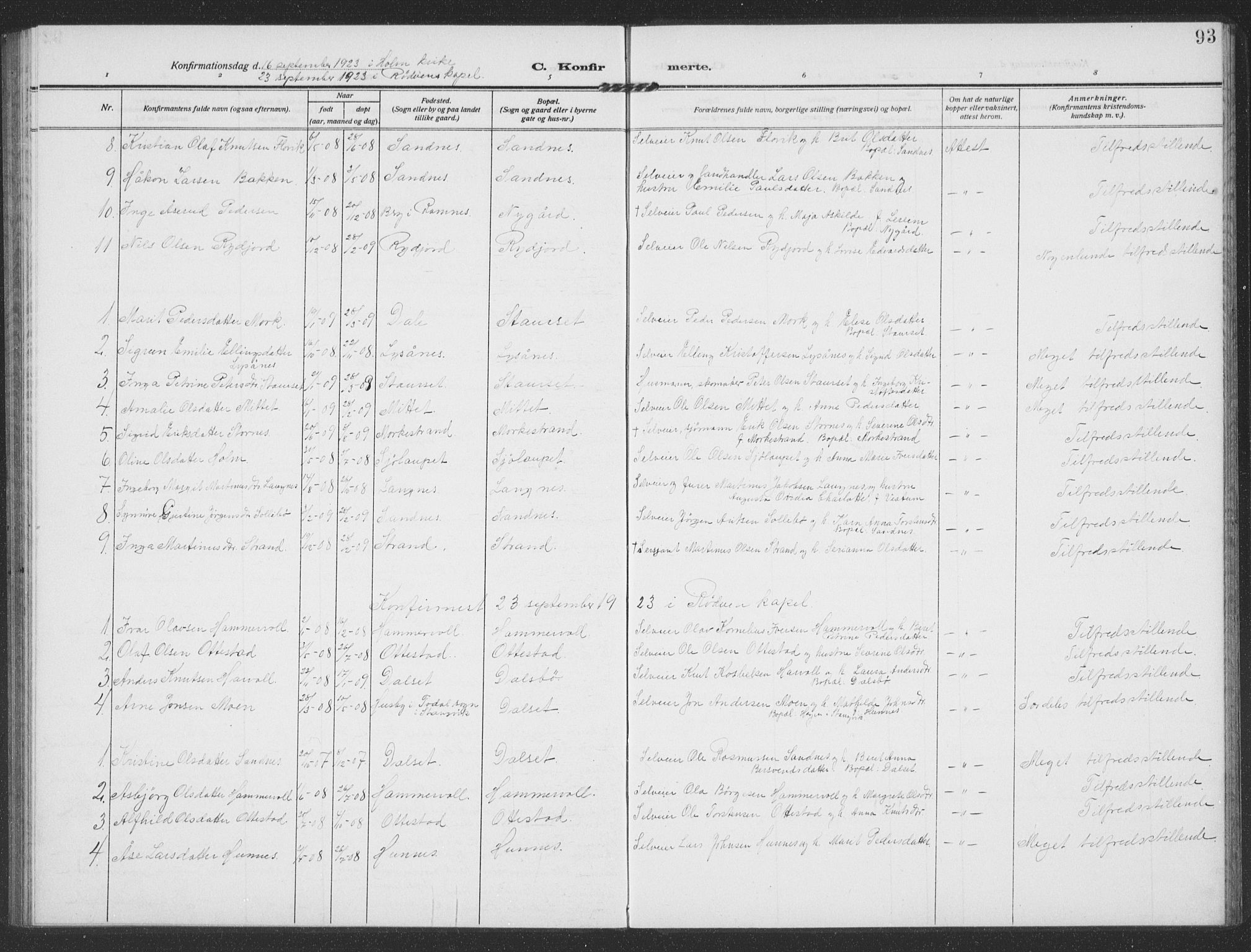 Ministerialprotokoller, klokkerbøker og fødselsregistre - Møre og Romsdal, SAT/A-1454/549/L0615: Parish register (copy) no. 549C01, 1905-1932, p. 93