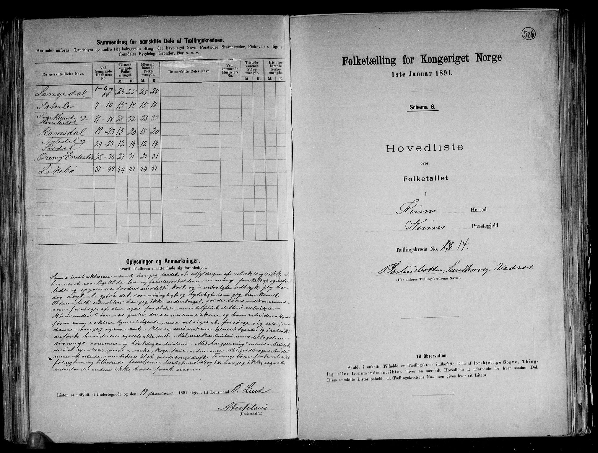 RA, 1891 census for 1437 Kinn, 1891, p. 35