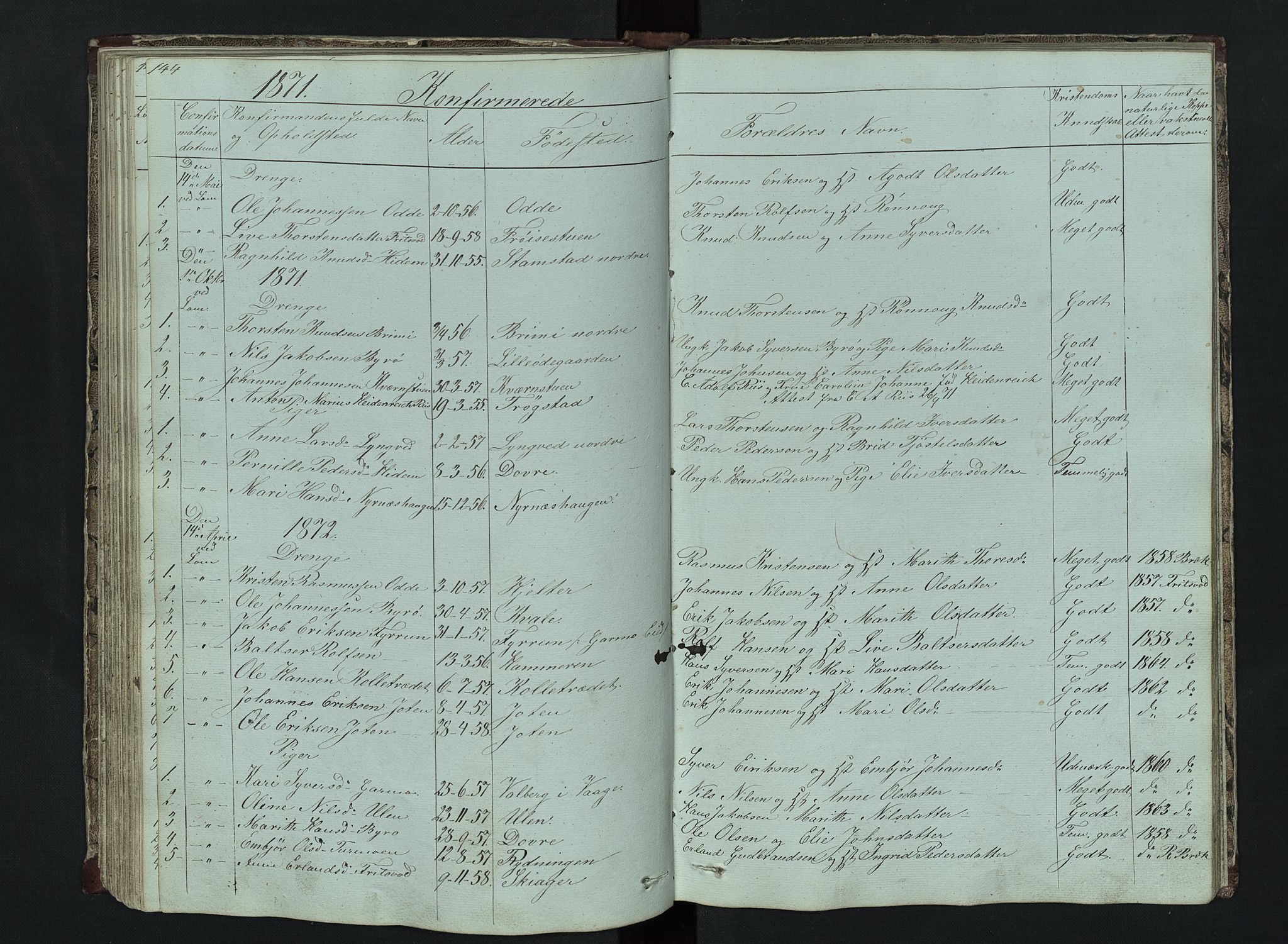Lom prestekontor, SAH/PREST-070/L/L0014: Parish register (copy) no. 14, 1845-1876, p. 144-145