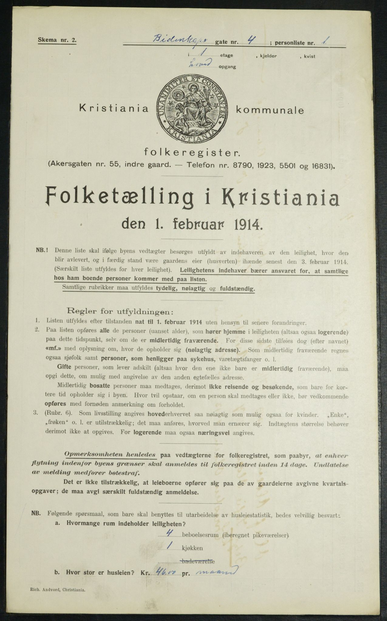 OBA, Municipal Census 1914 for Kristiania, 1914, p. 4773